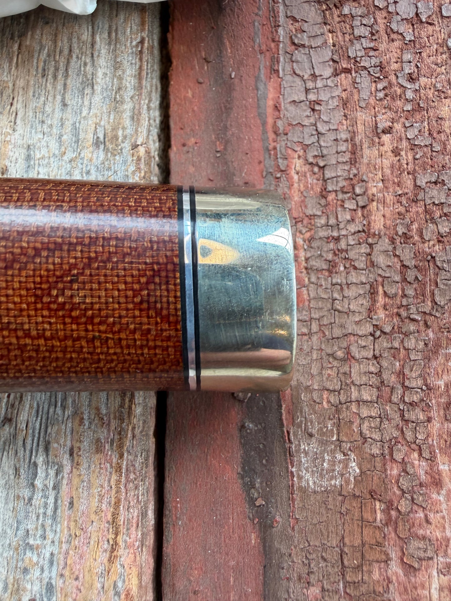 New in Paper Randall Model 19-5 Bushmaster with an Brown Micarta handle. SS blade, Nickel silver single hilt. Lanyard. Brown leather sheath.