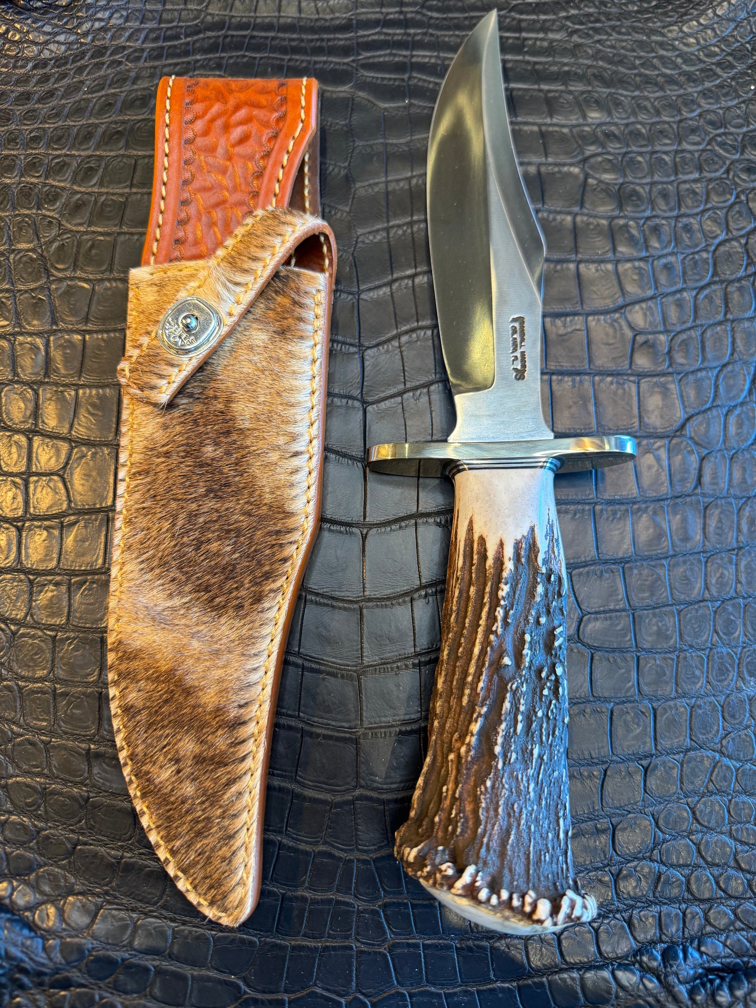 Randall Model 12-8 “Big Bear” Sheath in Exotic Giraffe by Treeman. (Sheath only)