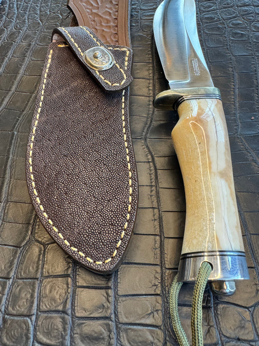 Randall Model RBS Rick Bowles Skinner Sheath in Exotic Black Elephant Skin from Treeman. Sheath only