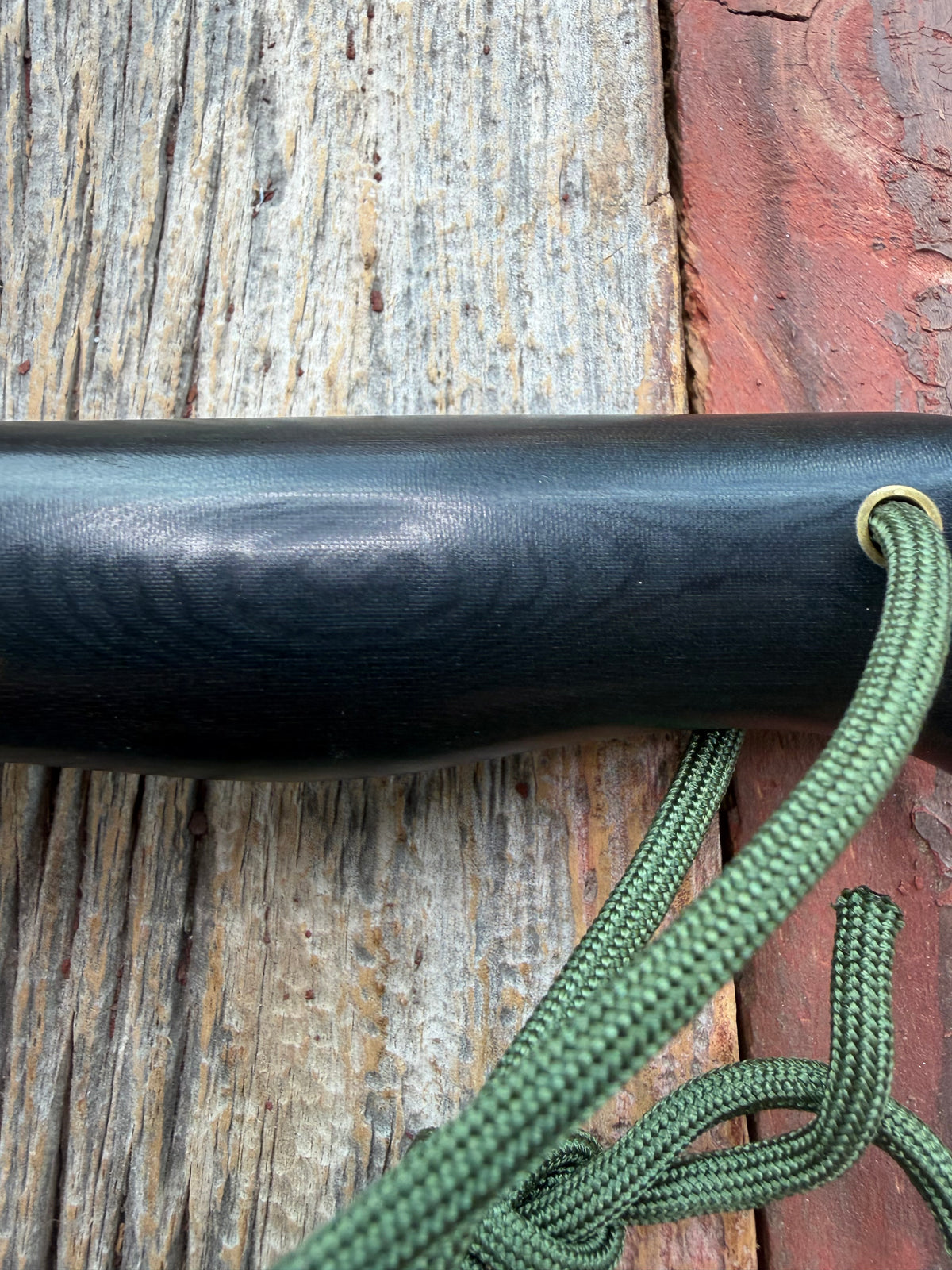Nice Randall Model Combat Companion in Black Micarta. SS blade, brass hilt. Lanyard and paracord, Brown leather sheath.