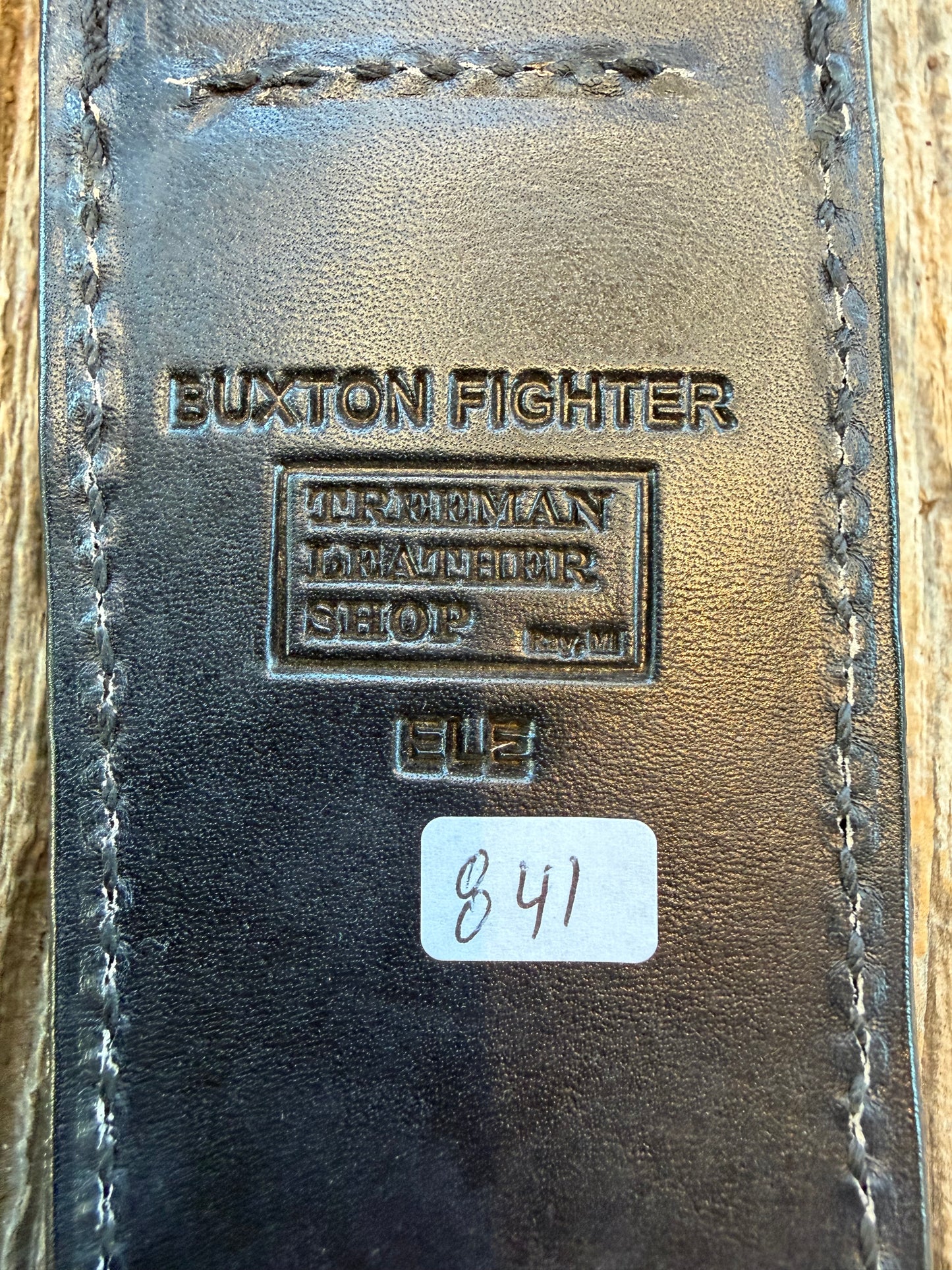Randall Model Buxton Fighter “Dealer Special” Exotic Sheath in Black Elephant Trunk by Treeman.