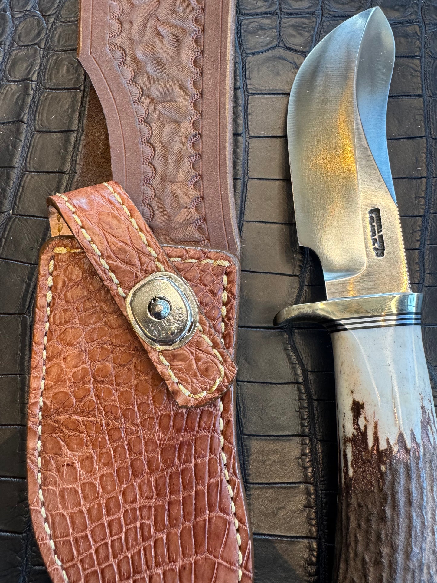 Randall Model Bowles Special Sheath in Exotic Tan Crocodile Skin from Treeman. Sheath only