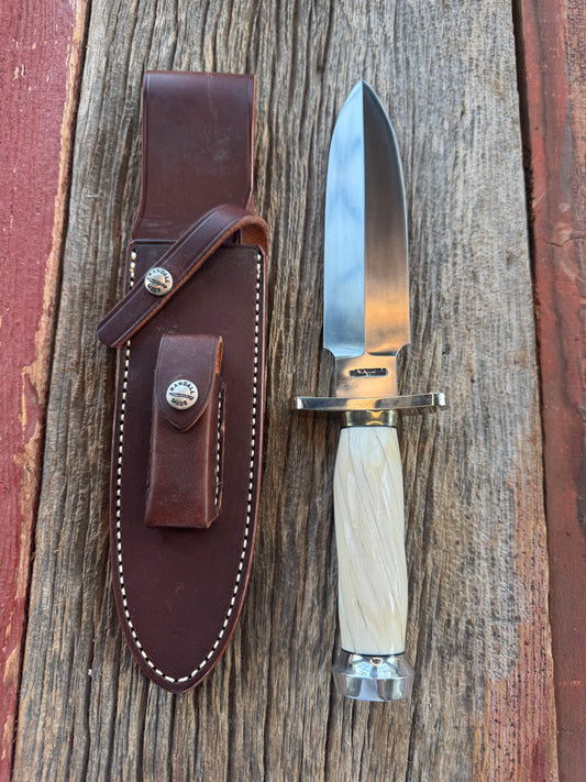 Rare Randall Model Clinton Special in Beautiful Spiraled Narwal, Nickel Silver hilt and aluminum durillium butt cap.,Stainless steel, Stunning and rare.