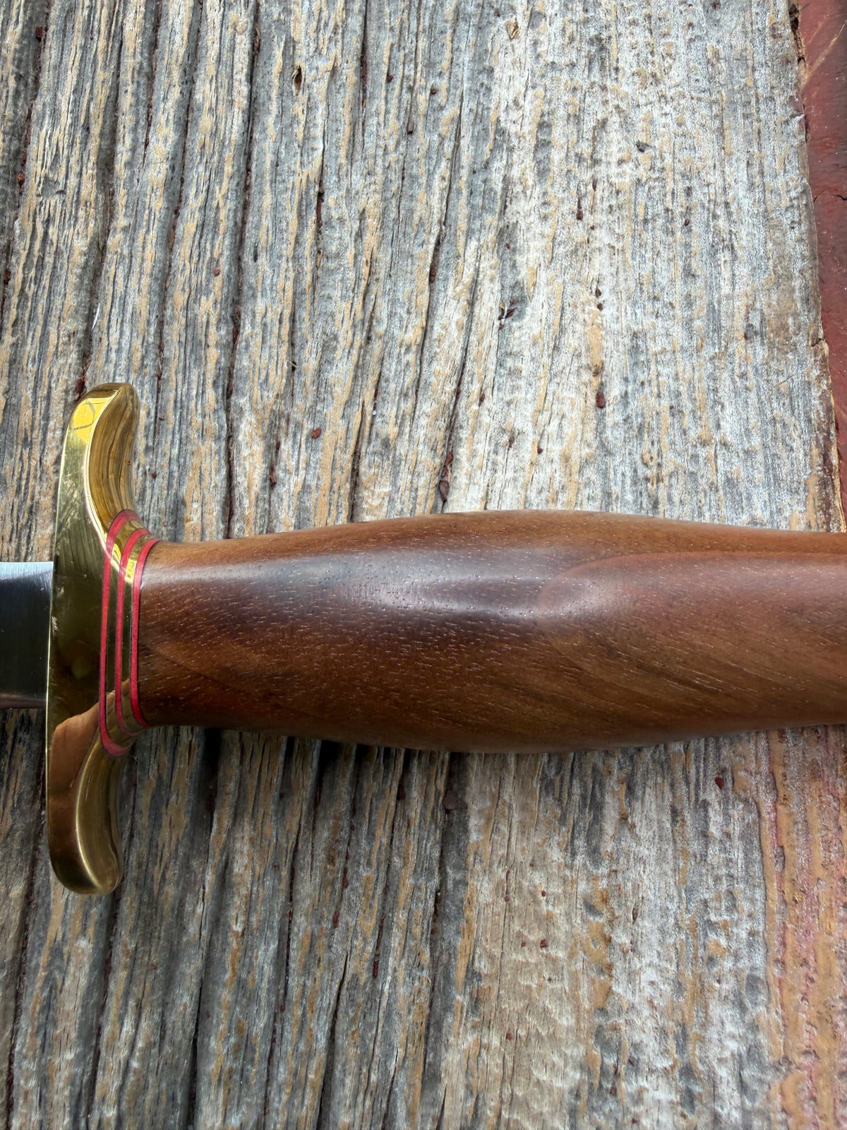 Nice Randall Knife Model 2-5 Brass Hilt, red and gold spacers, coolie Butt cap, Stainless Blade, Walnut Handle