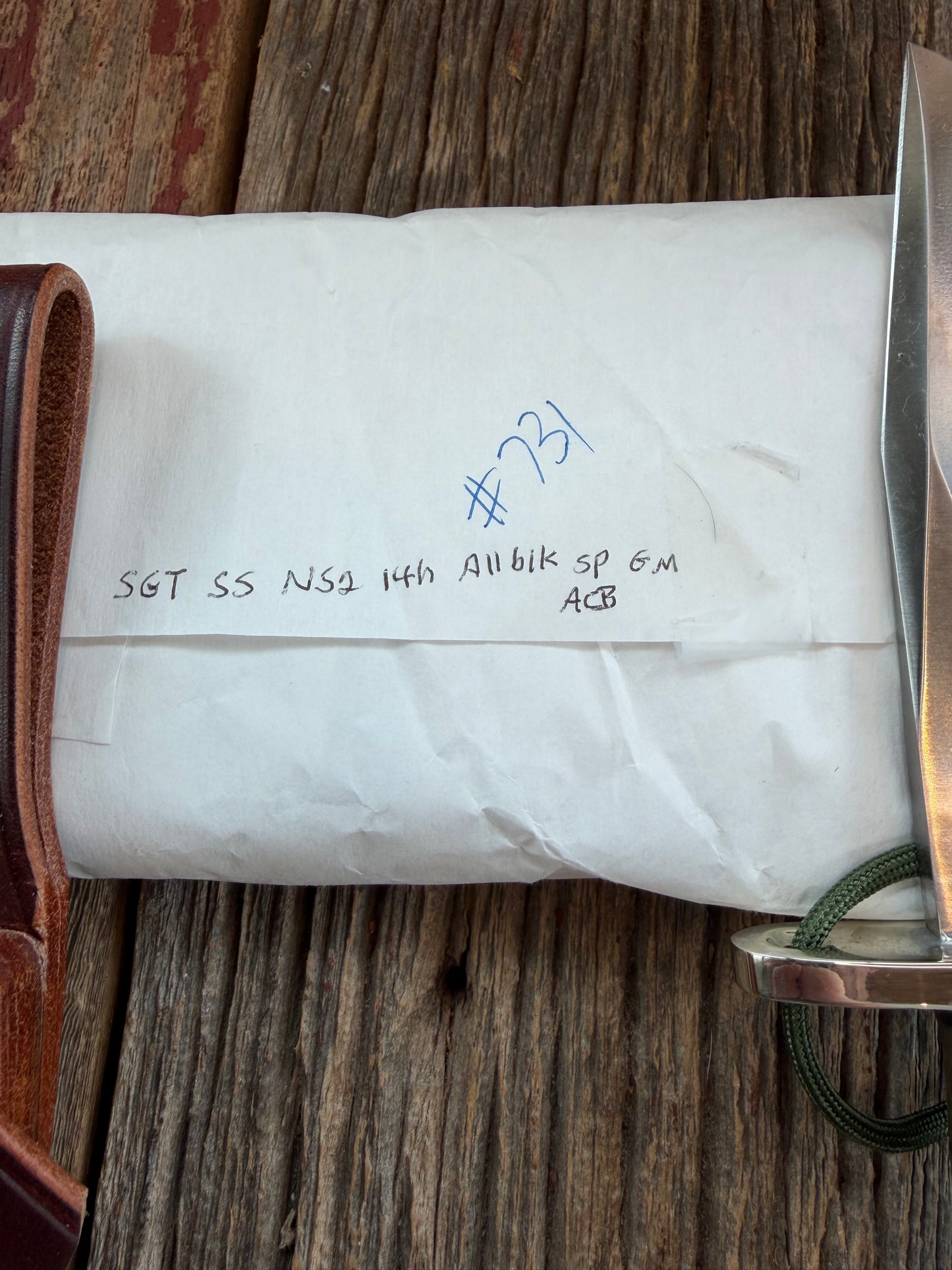 New Paper Randall Made Knife Model Sergeant Green Micarta Stainless Nickel Hilt