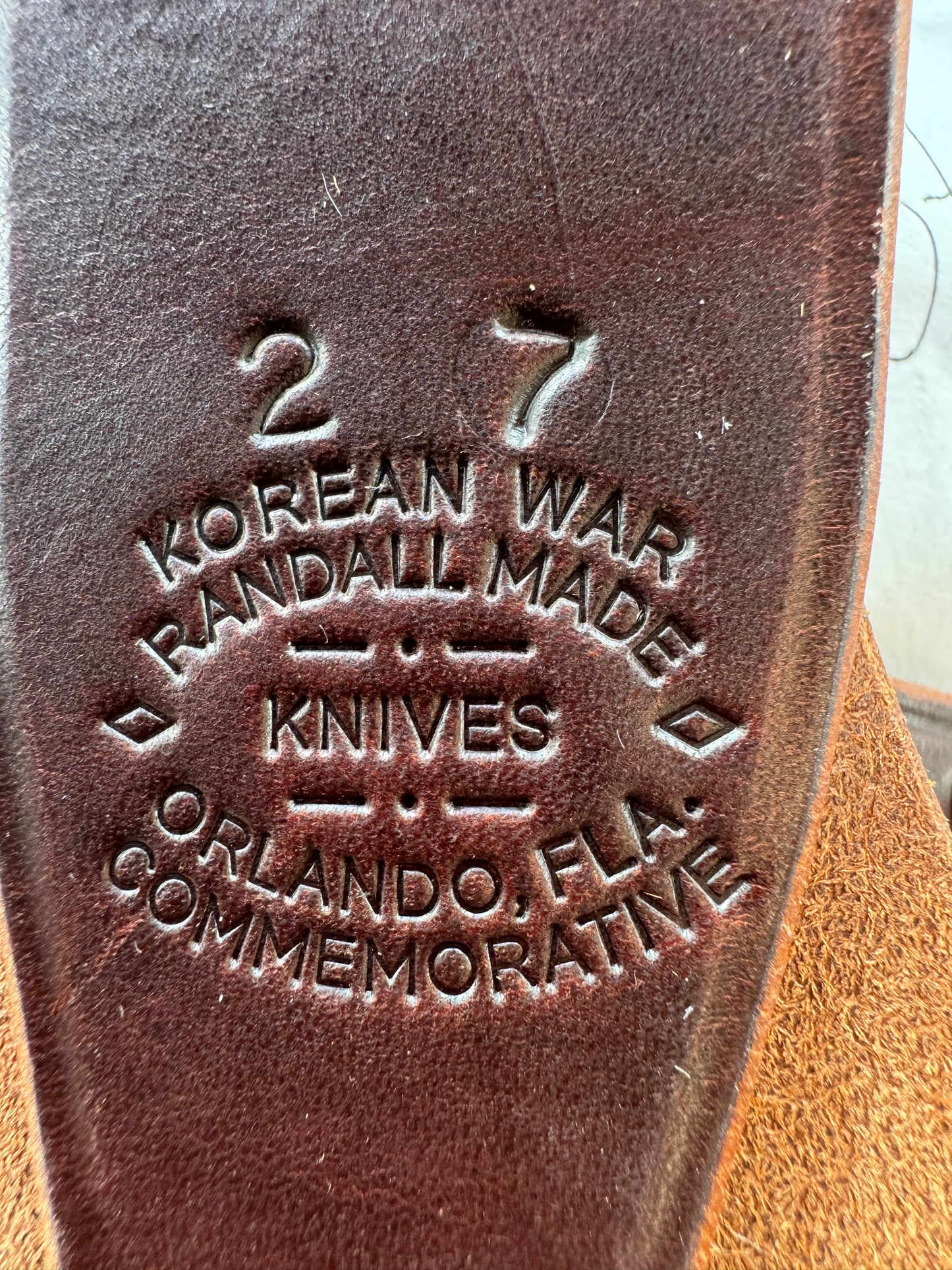 New in Paper Randall Knife Model 2-7 Korean War Commemorative 1 of 50 made Stag with finger grooves.