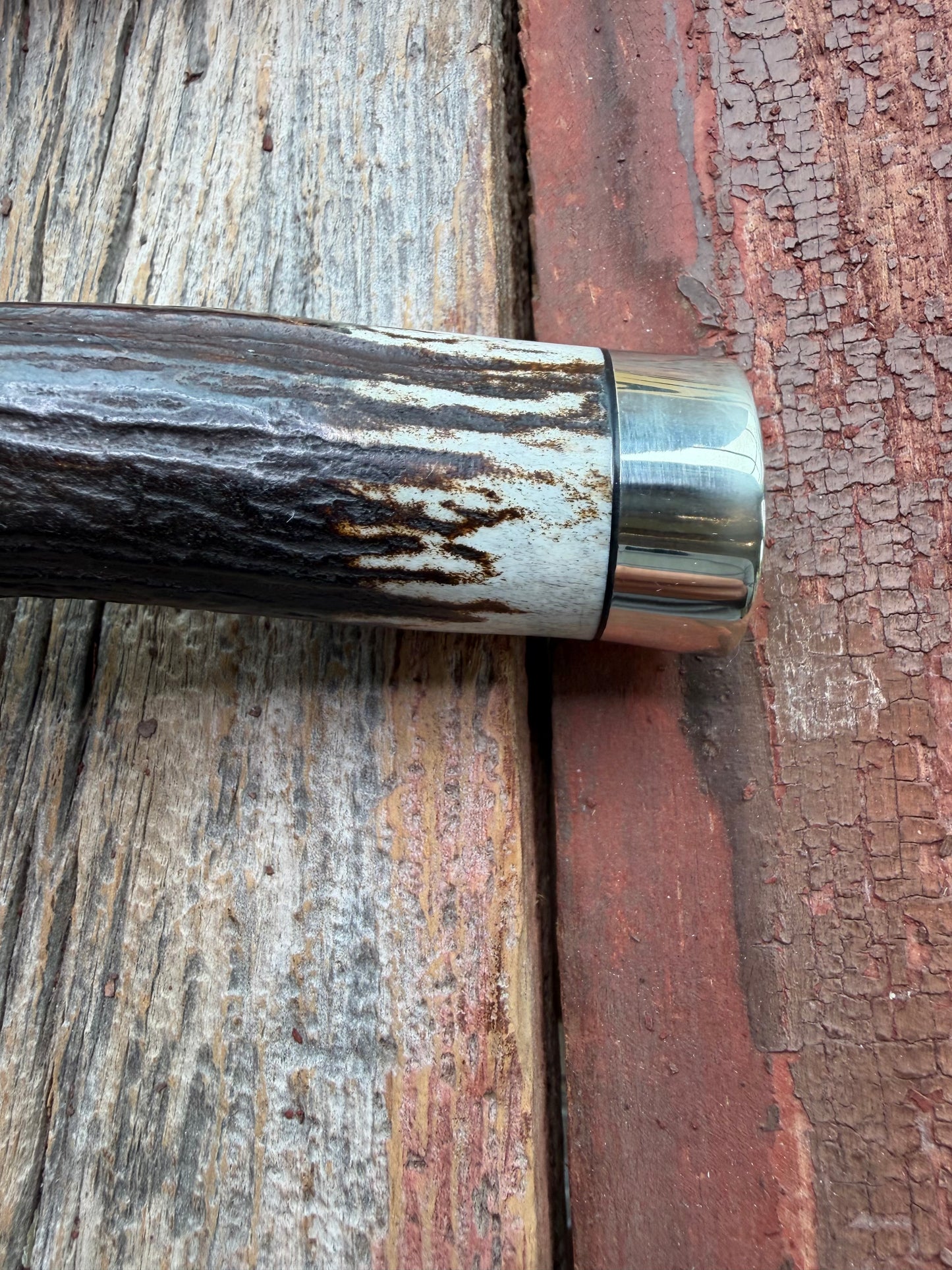 New in Paper Randall Made Knife Model 1-7 Dark Stag , Stainless, Nickel Silver Hilt, Aluminum butt cap. Nickel Silver Collar