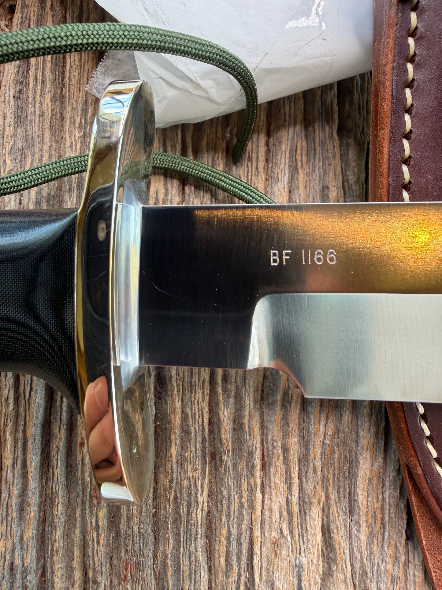 New in Paper Randall Model Buxton Fighter # 1166 Black Micarta, Lanyard SS Nickel Silver Double Hilt, Skull Crusher.