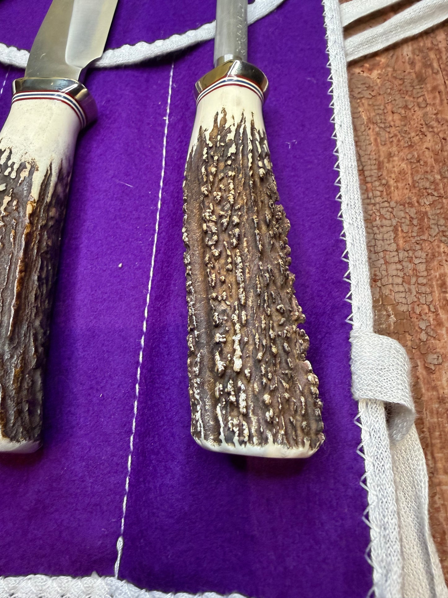 Randall Carving set Model 6-9 with Gorgeous Popcorn STAG Red White Blue Spacers Stainless… Wow