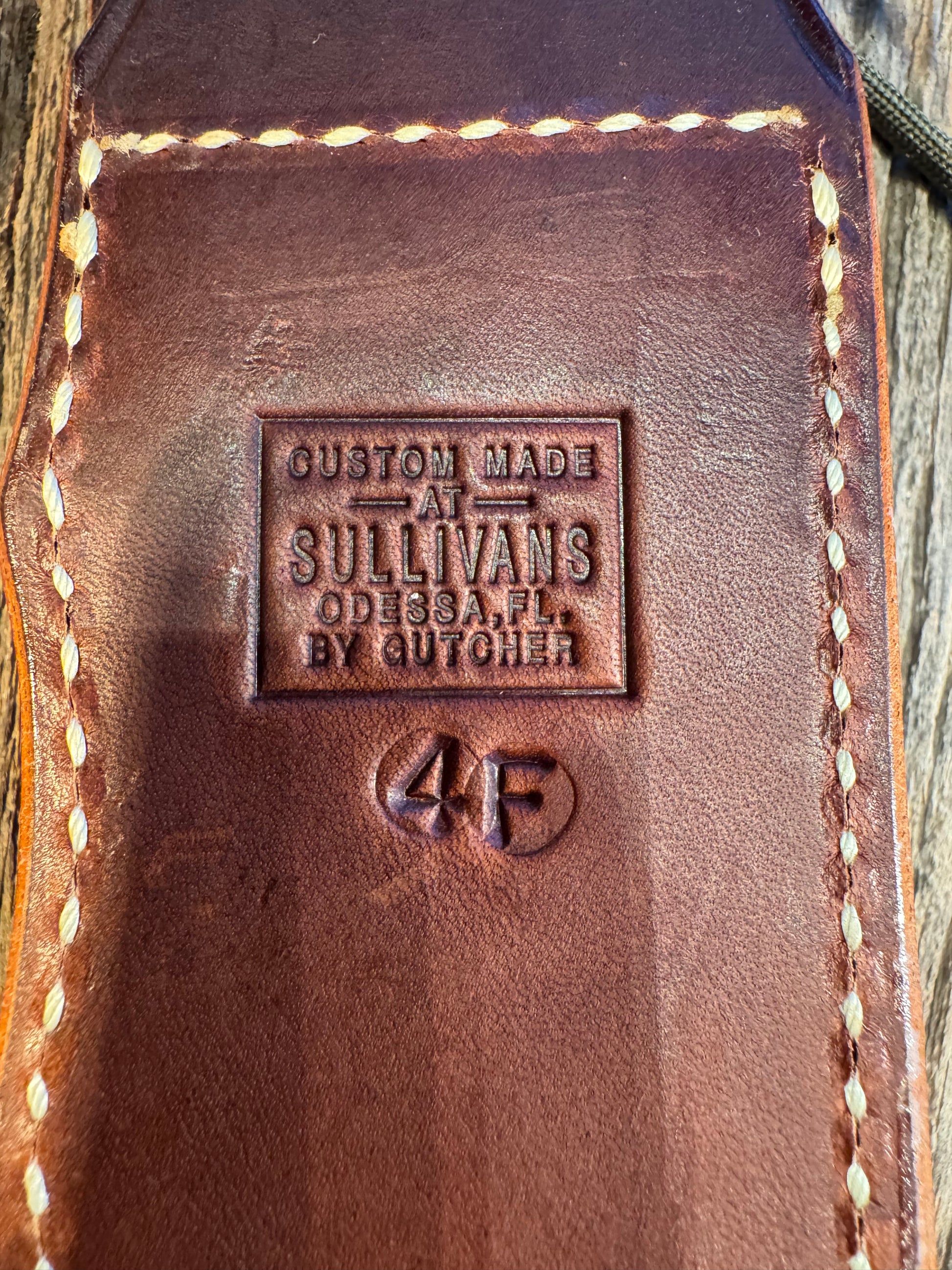 New Randall Sullivans by Gutcher Leather Knife Sheath Model 4-6F with Stone