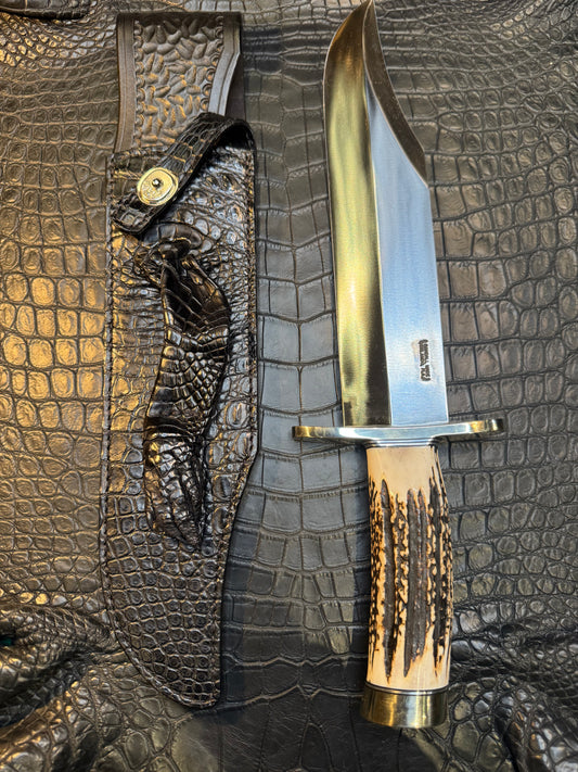 Randall Model Smithsonian “Smitty”Sheath in Exotic Australian Black Hornback ( foot and claw ) Crocodile skin from Treeman. Sheath only