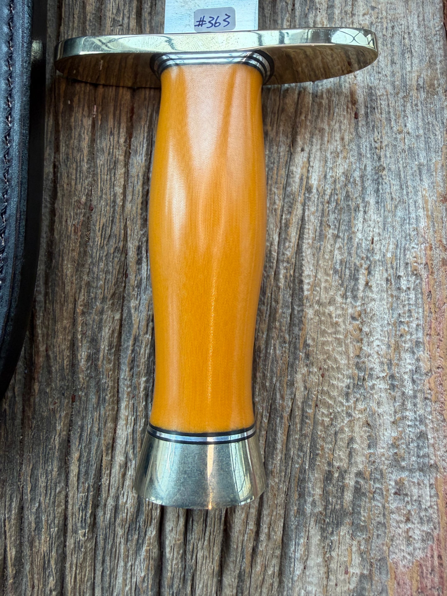 Randall Clinton Dealer Special Gold Micarta, Stainless Steel, Zebra Treeman Sheath, NSH and buttcap.