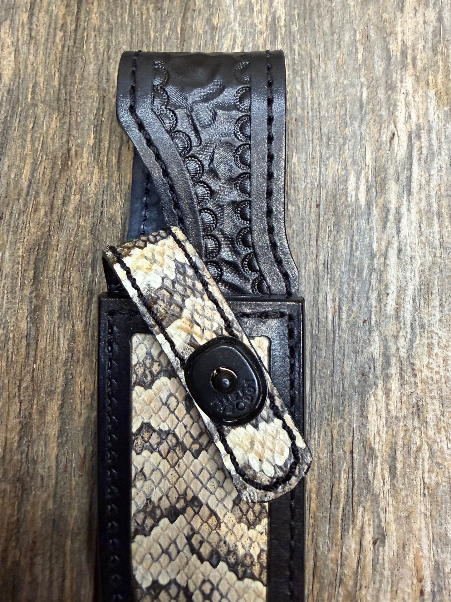 Randall Model Combat Companion Sheath in Exotic Eastern Copperhead from Treeman Sheaths.