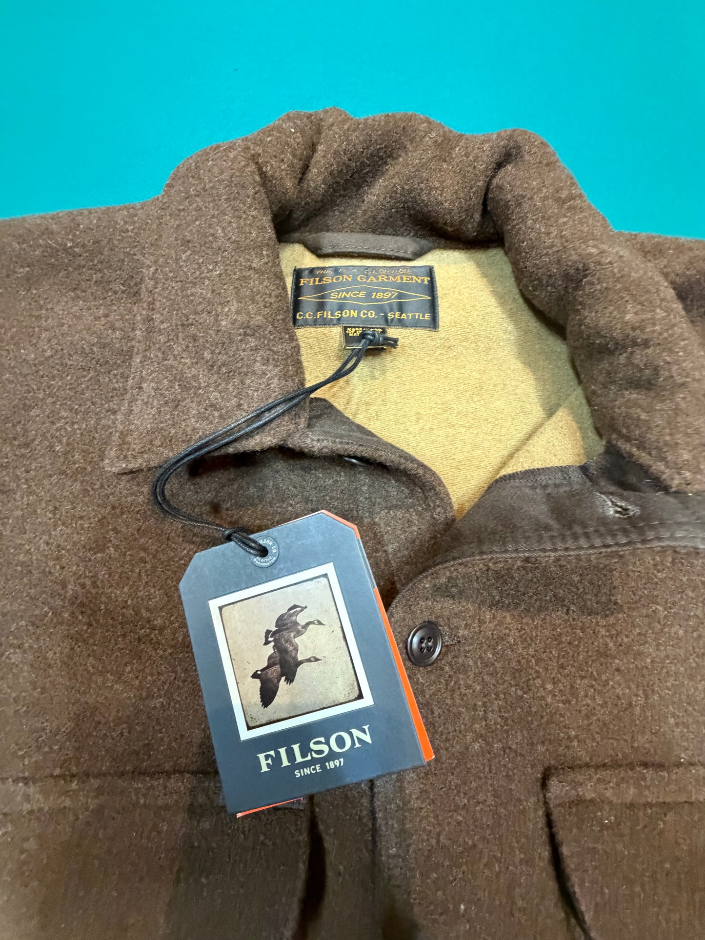 Filson Jacquard Wool Cruiser Brown and Khaki Large #20285029 Made in the USA, Discontinued Factory 1st NWT