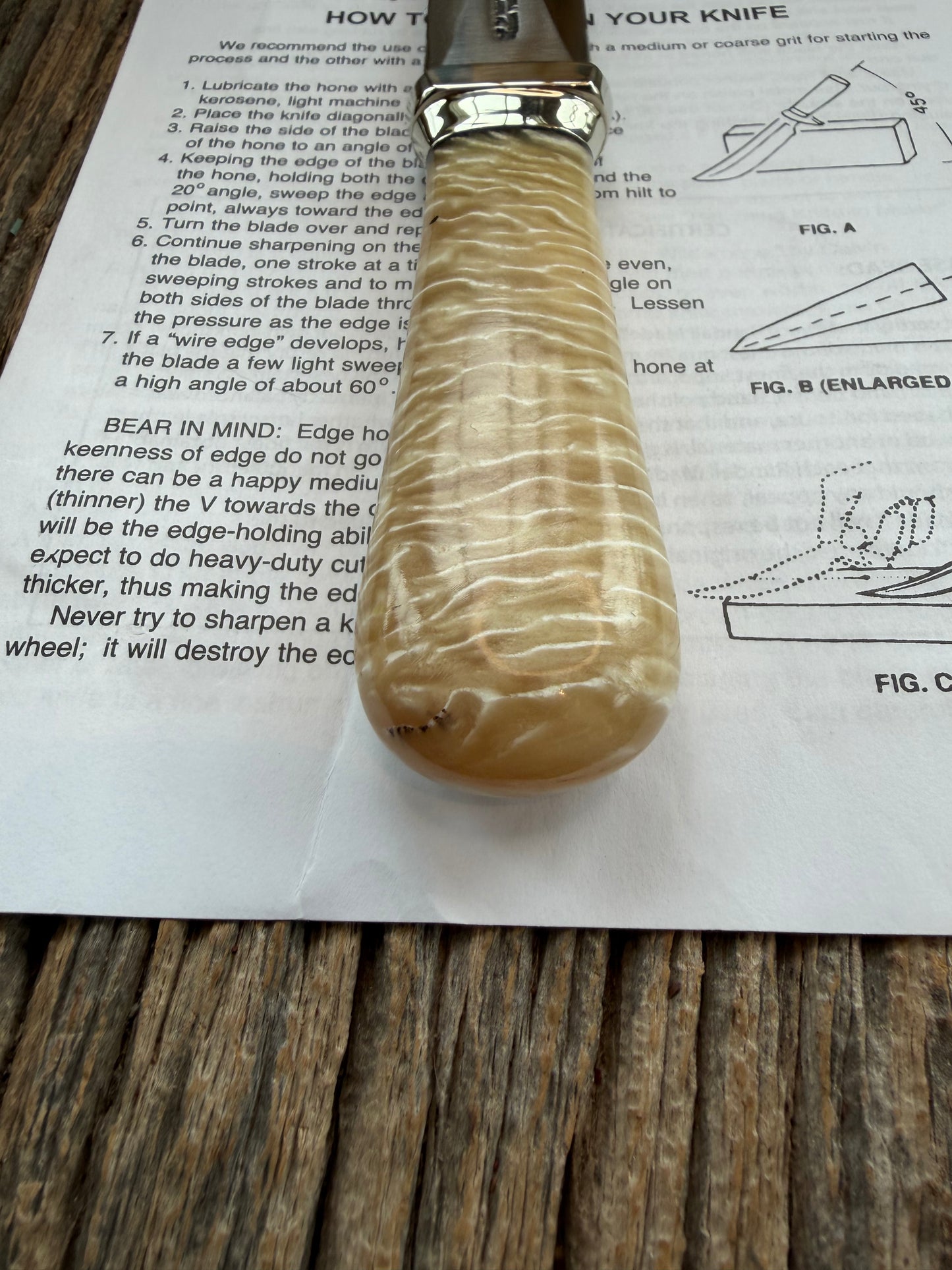 New Randall Model “Gambler” 4 Inch in Musk OX, Nickel collar and rounded  butt cap. Stainless blade.