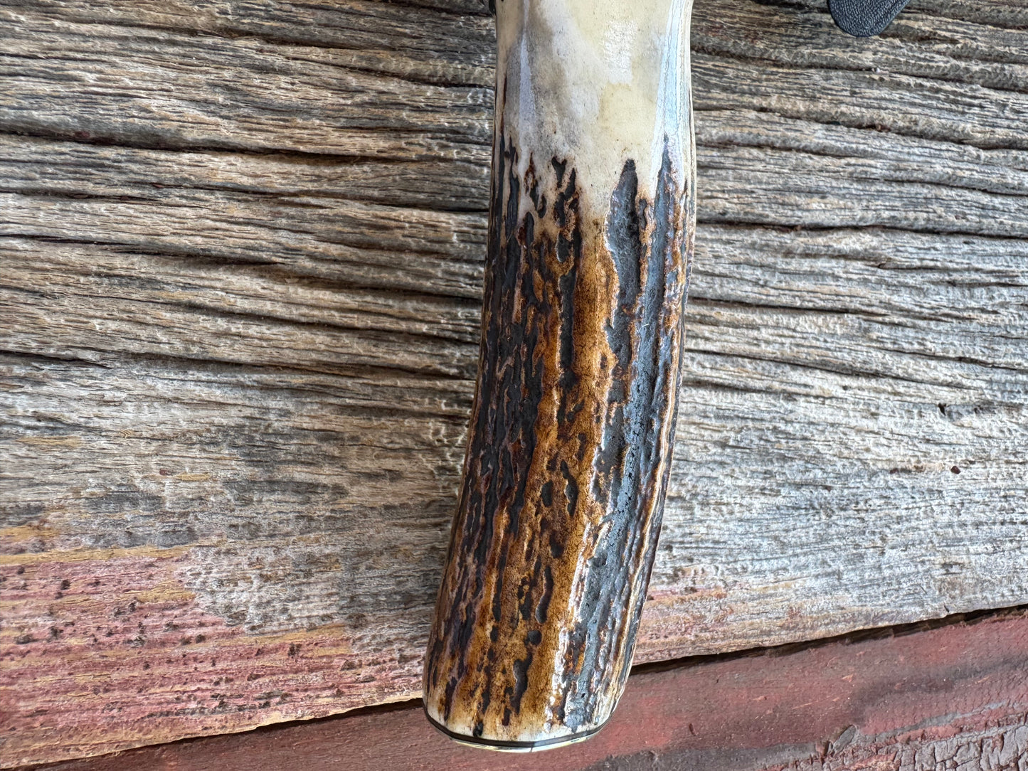 Randall Model 19-5 with a ruff and rustic piece of Stag. Nickel silver Single Hilt and Butt plate.