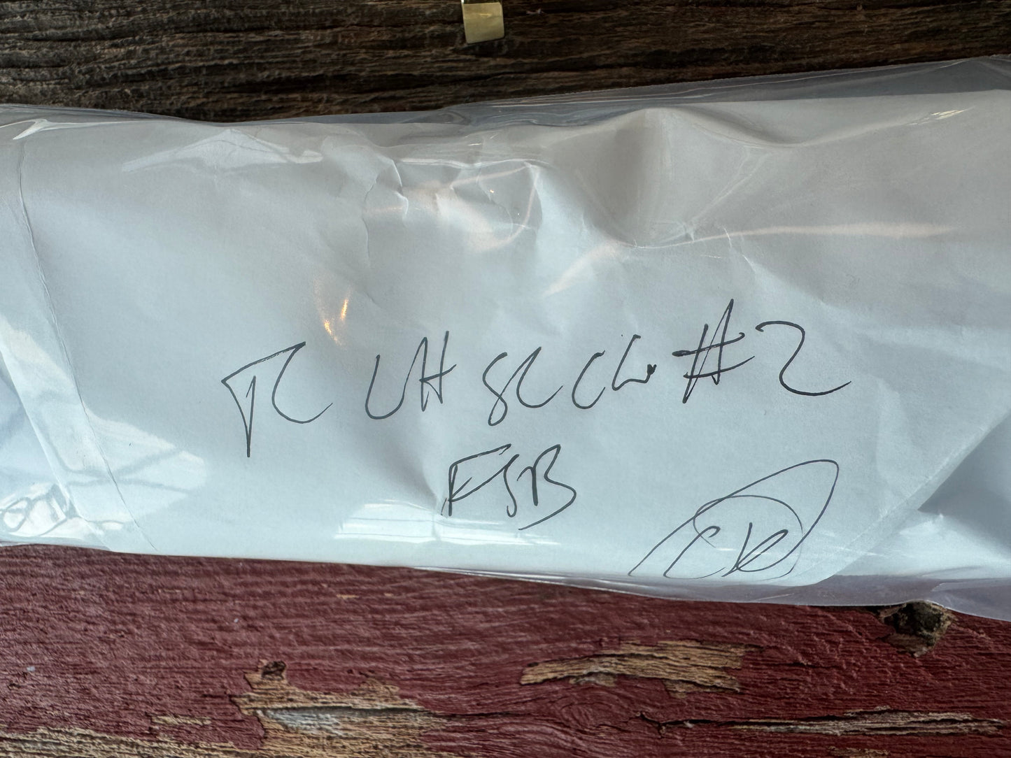 New in paper Randall Clinton Special with a nice piece of customer supplied Warthers Resin with a Stainless Steel blade, lugged Brass Hilt, brass scalloped butt cap and collar.