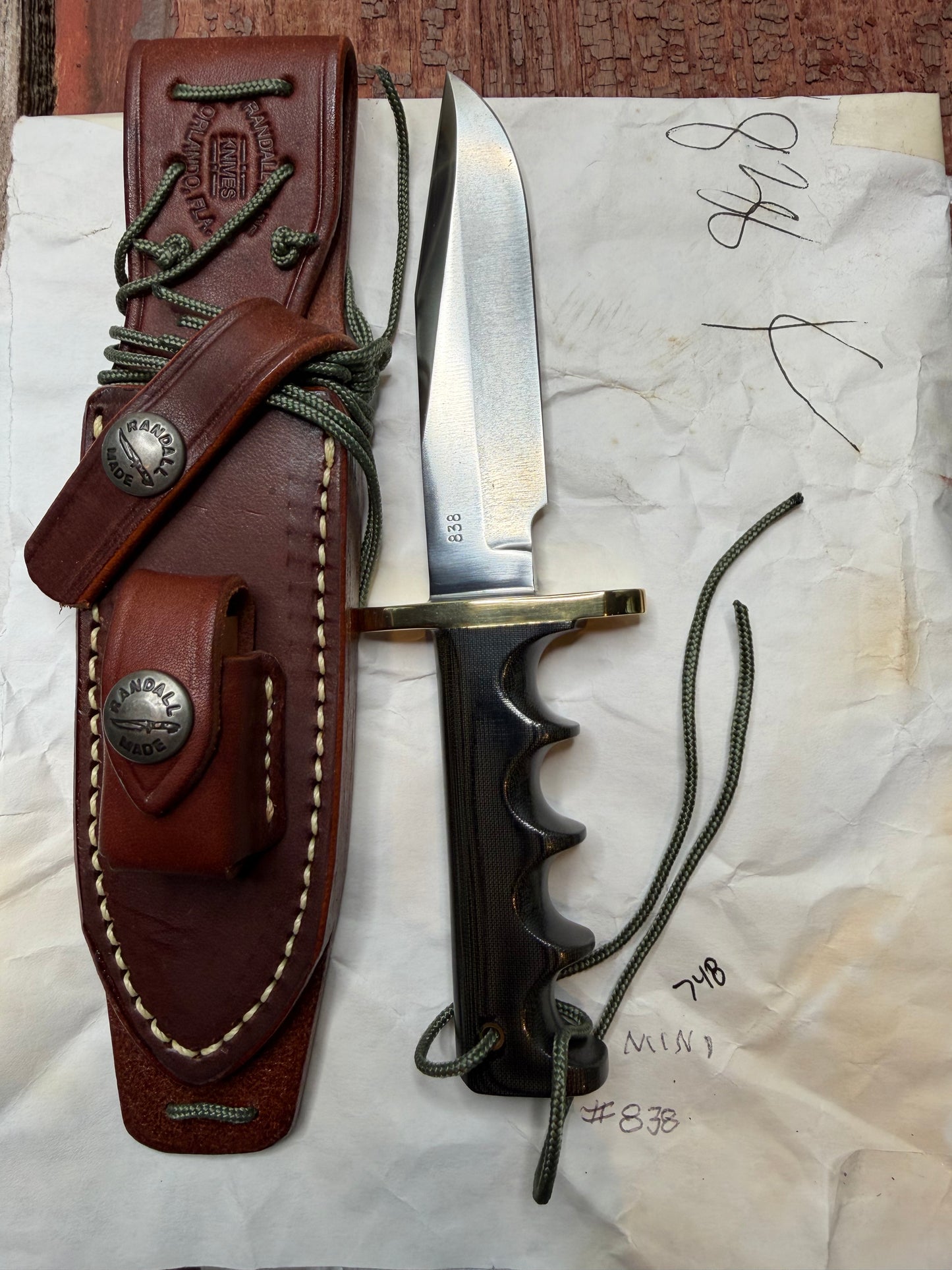 New in Paper a Pair of Sequentially numbered Randall Made Knife Mini Model 14’s Attack Knife Black Micarta SN # 838 and # 839