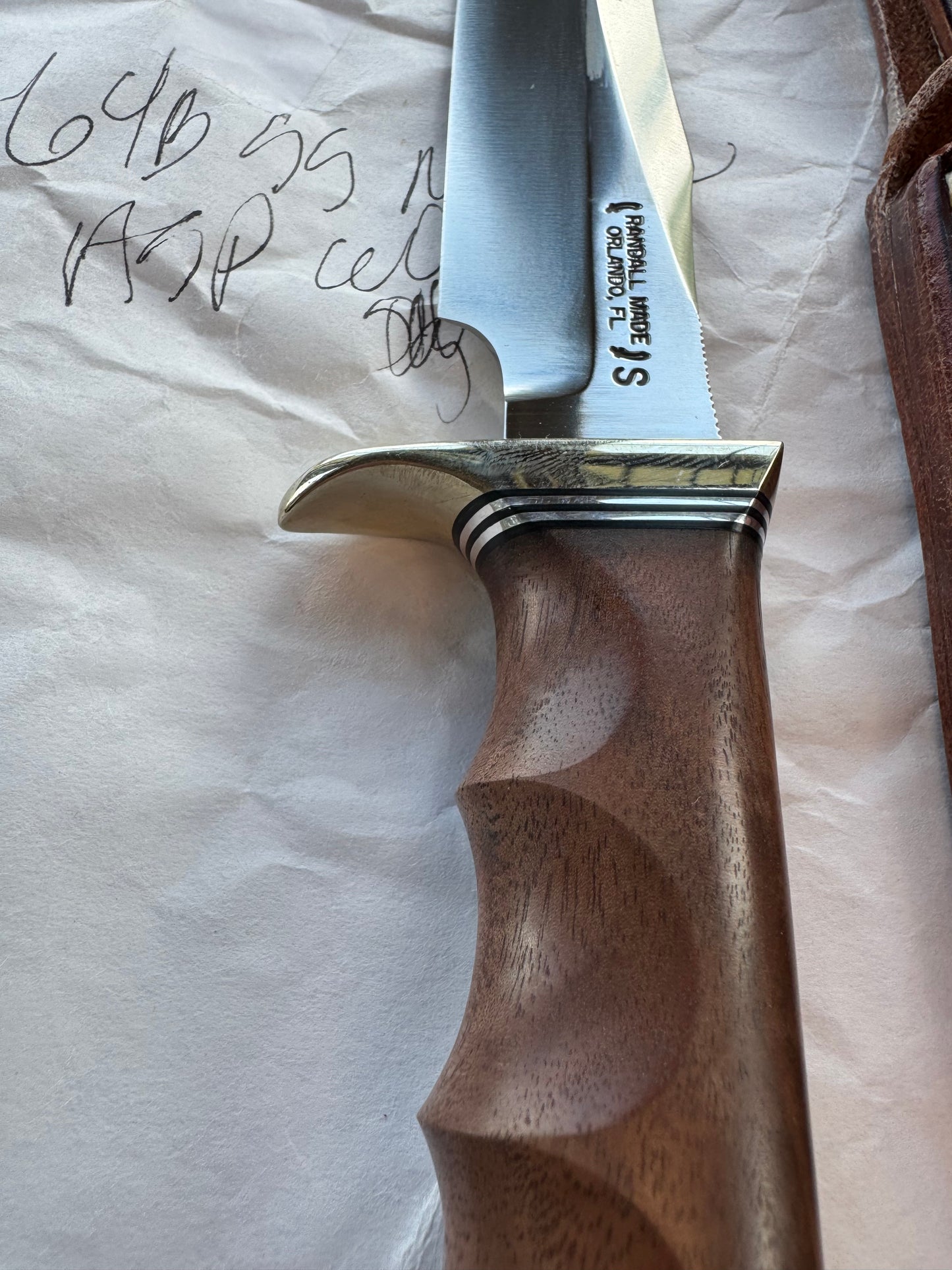 New in Paper Randall Knife Model 12-6 , Thuya wood, NSH , Finger grooves, Stainless