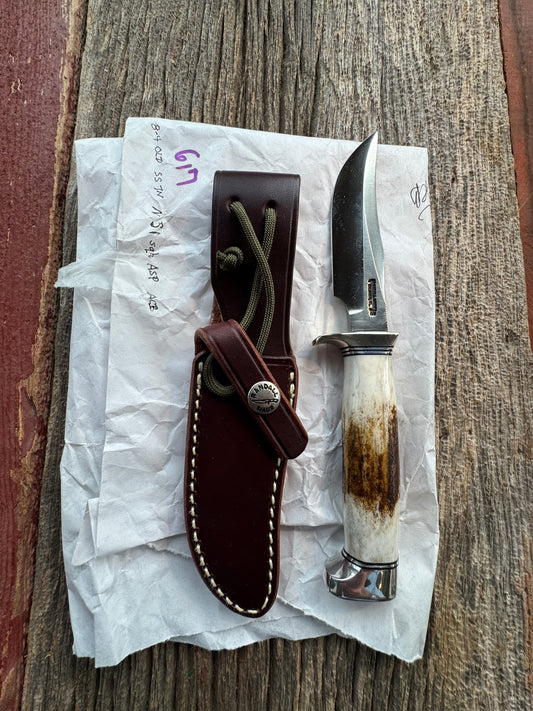 New in Paper Randall Knife Model #8-4 Old Style Trout And Bird Stag Handle