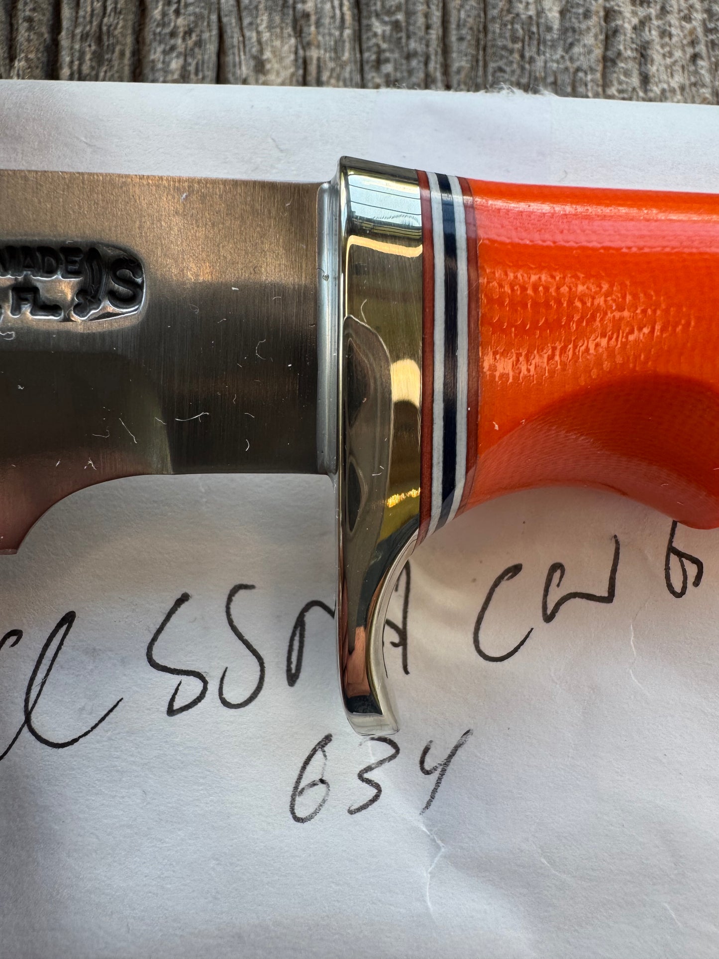 New in Paper Randall Knife Model Combat Companion Orange G10 Handle Stainless Steel, NSH Nickel Silver Single Hilt, Finger grooves