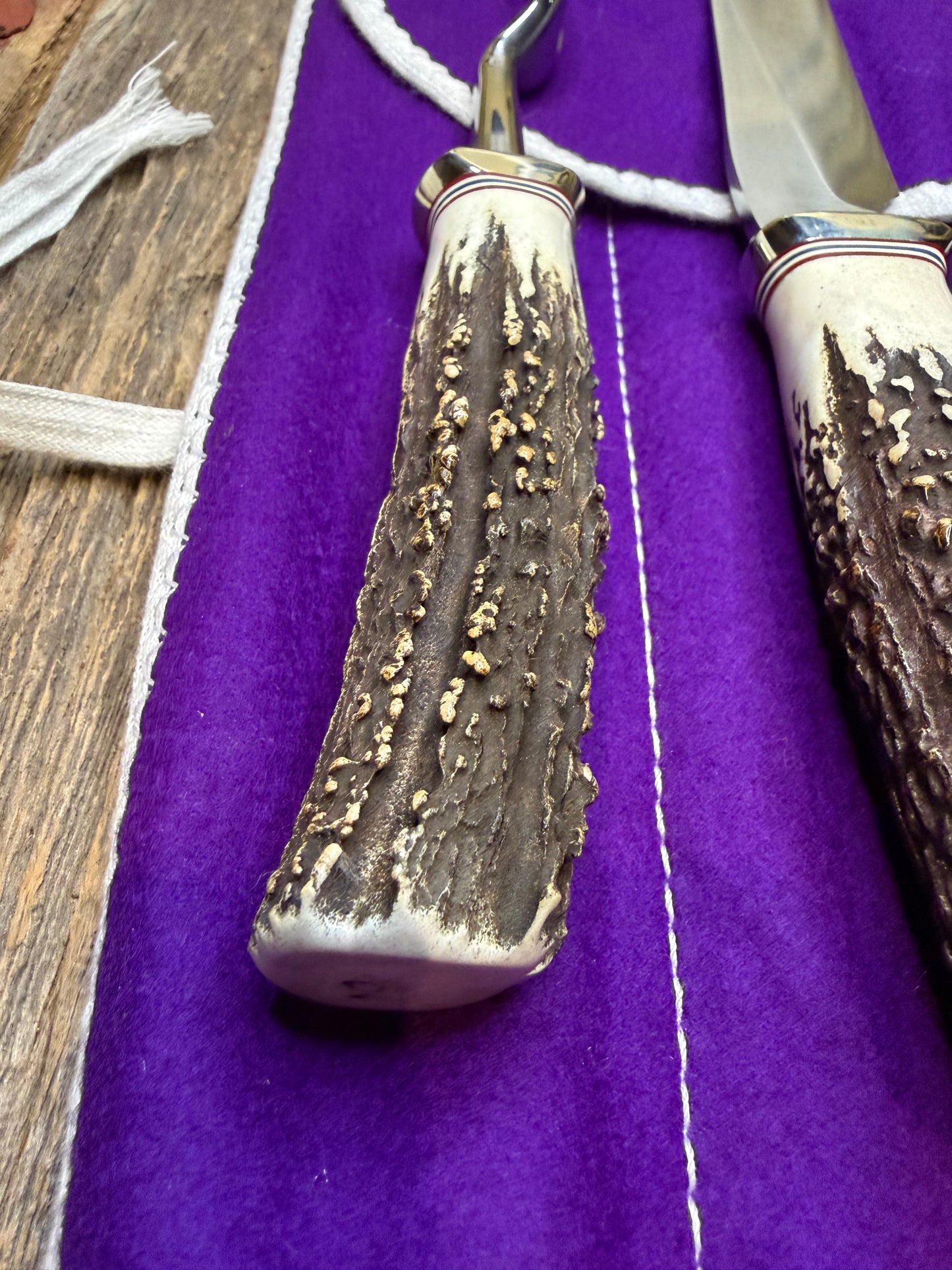 Randall Carving set Model 6-9 with Gorgeous Popcorn STAG Red White Blue Spacers Stainless… Wow