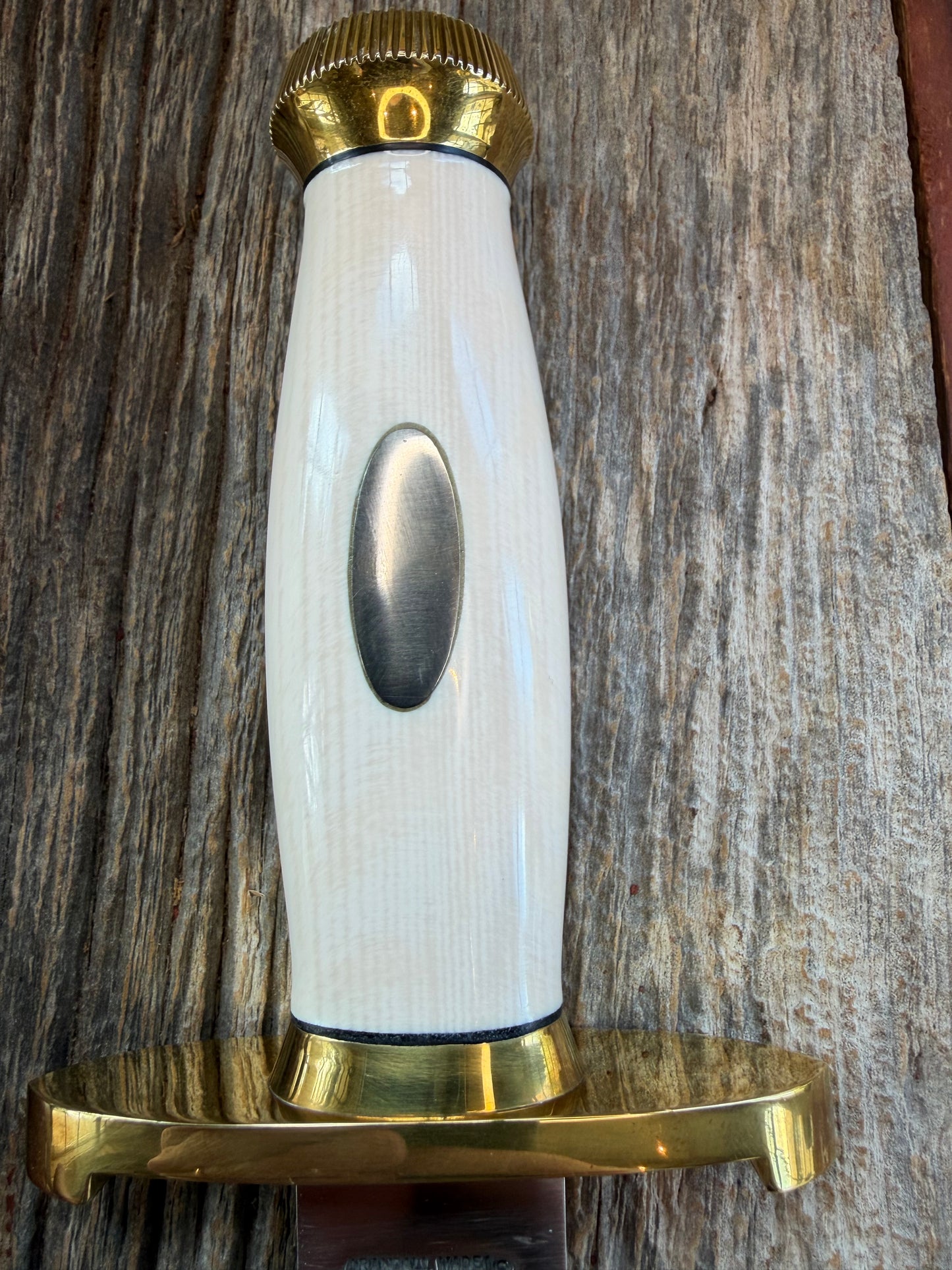 Randall Knife Clinton Special TC Brass Lugged Hilt and Collar, Stainless Steel, Resin, nameplate, scalloped brass butt cap