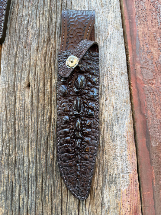 New Randall Model 12-9/14 Grind Sheath in Exotic Brown Snapping Turtle by Treeman. Spiked Dragon tail portion of the turtle. Huge Spikes