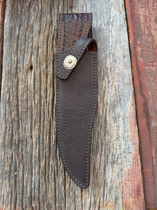 Randall Model 12-8 Big Bear Sheath in Exotic Cape Buffalo in Dark Brown Leather from Treeman.
