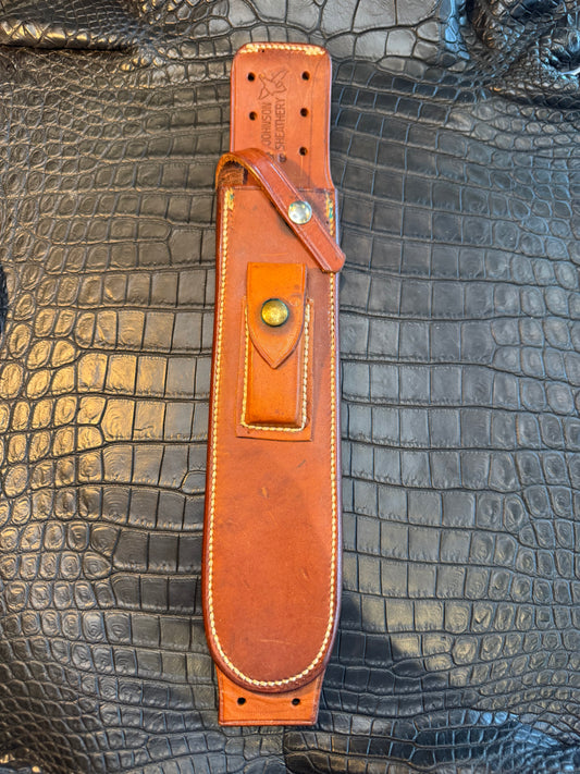 Randall Model 6-9 or 12-9 Sheath in Tan Leather made by Johnson Sheaths in the 90’s for Randall Knives.