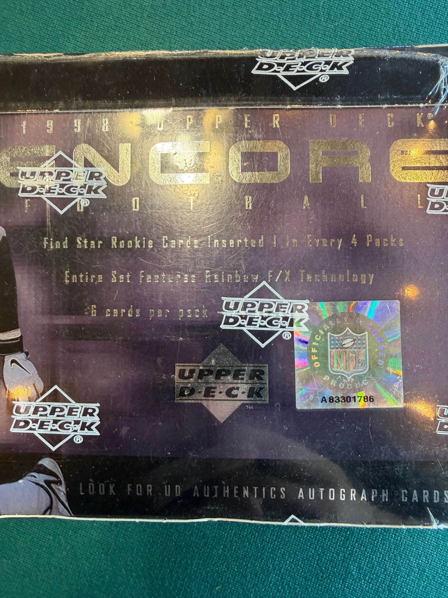 1998 UPPER DECK ENCORE NFL FOOTBALL HOBBY BOX PEYTON MANNING RC NEW SEALED Factory Sealed Hobby Box 24 packs per box