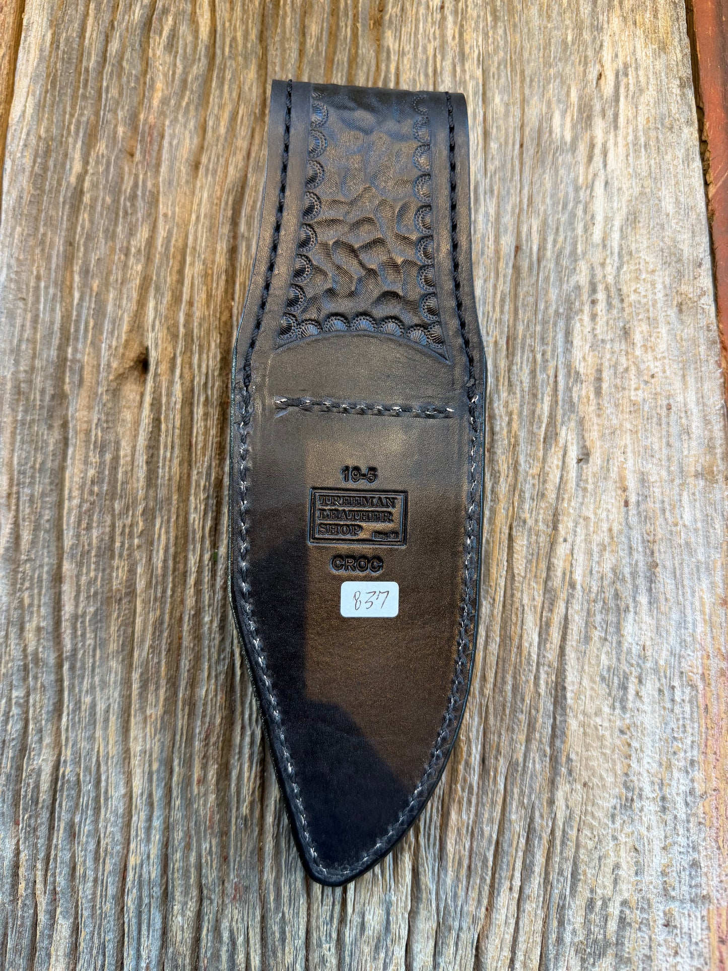New Randall Model 19-5 Sheath in Exotic Black Crocodile from Treeman.