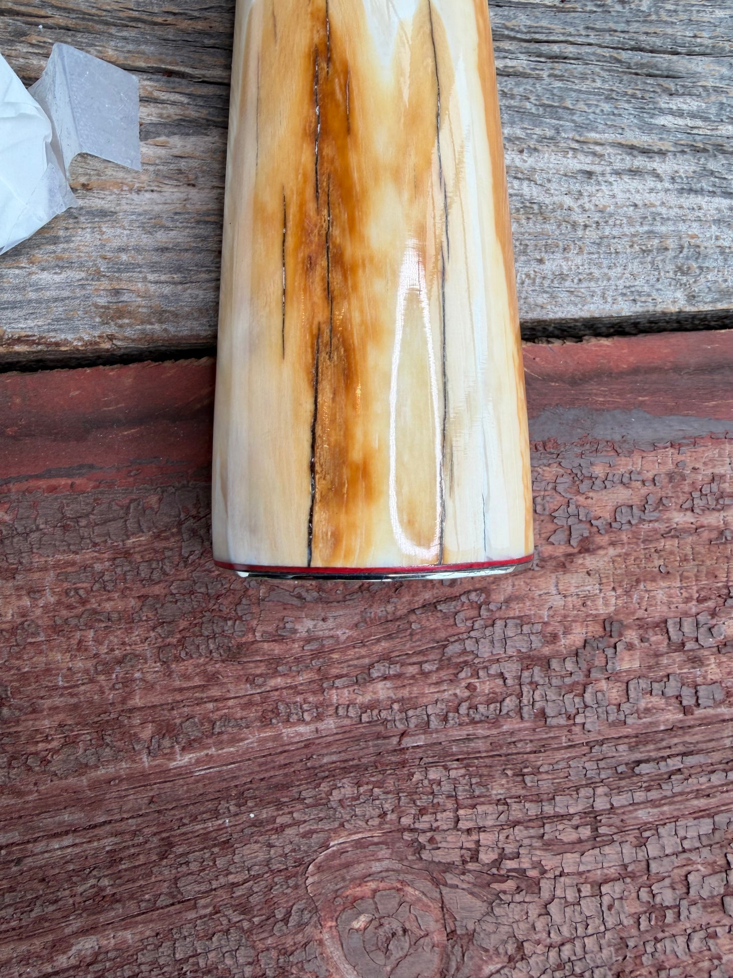 New in Paper Randall Knife Model 12-9 beautiful Fossil walrus handle, incredible colors (creams, browns , oranges) Double Nickel Silver hilt, nickel plate, Stainless Steel, RWB spacers