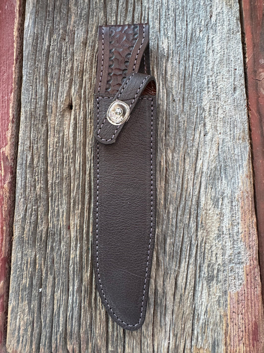Randall Model 1-8 Sheath in Exotic Cape Buffalo in Dark Brown Leather from Treeman.