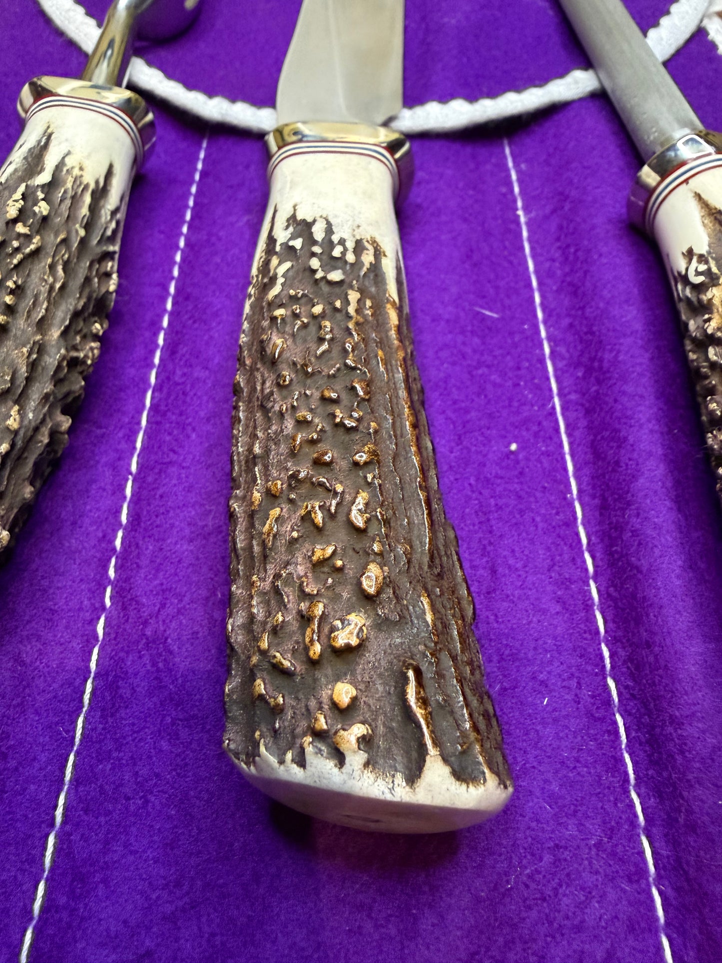 Randall Carving set Model 6-9 with Gorgeous Popcorn STAG Red White Blue Spacers Stainless… Wow