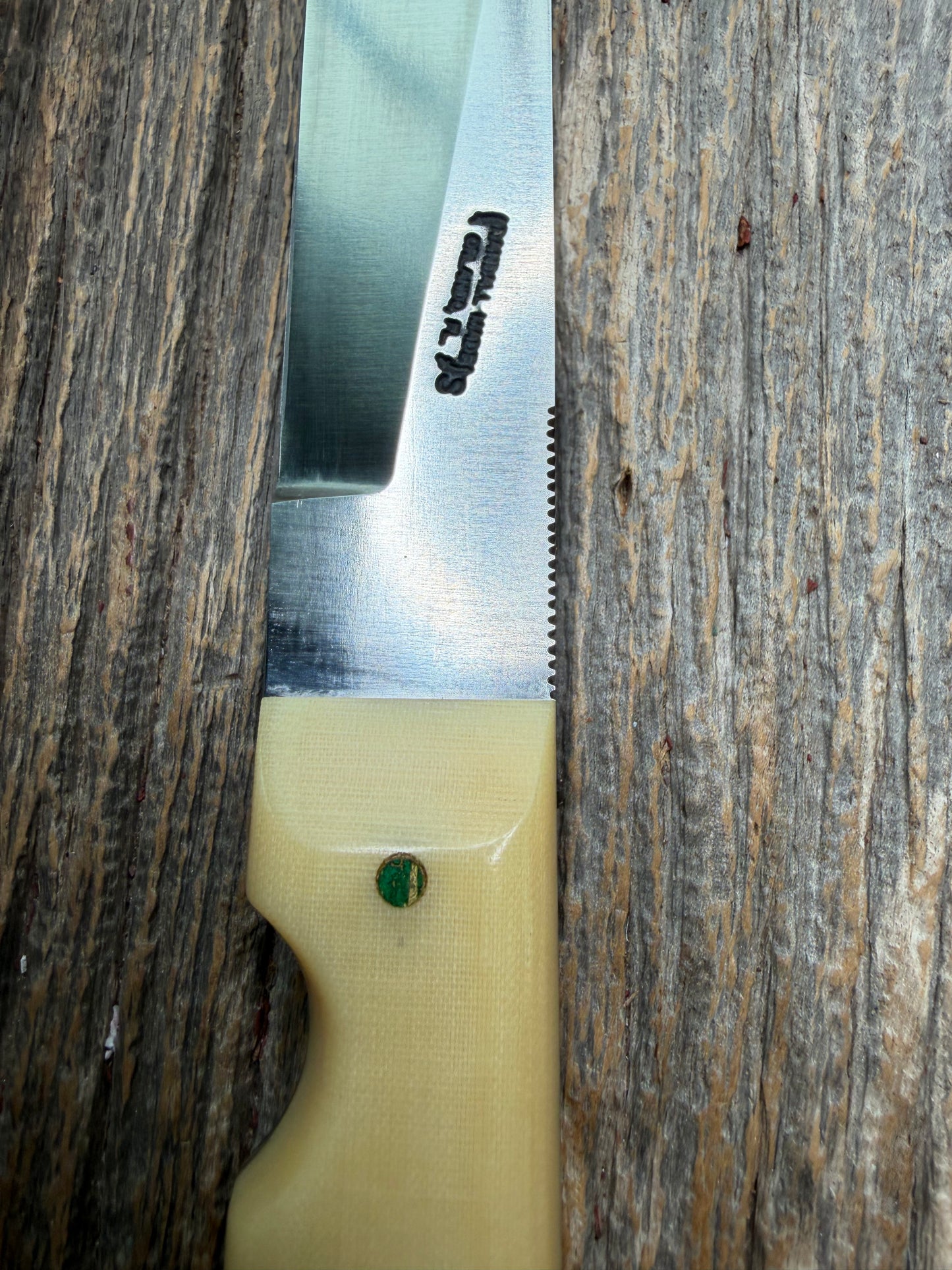 Nice rare Randall Knife Model 10-5 Fisherman in dealer supplied None Linen Micarta handle. Stainless Blade