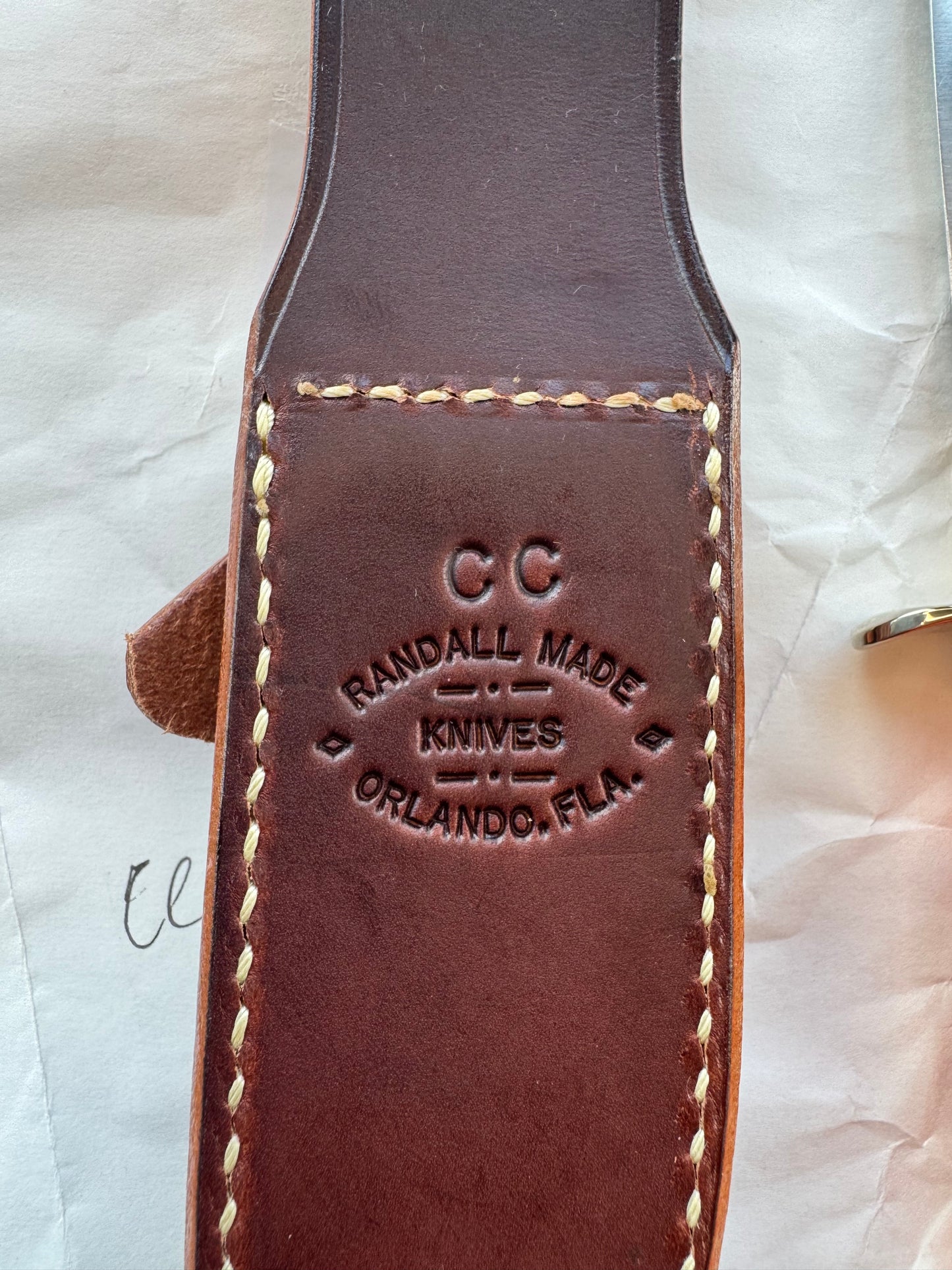 New in Paper Randall Knife Model Combat Companion Orange G10 Handle Stainless Steel, NSH Nickel Silver Single Hilt.