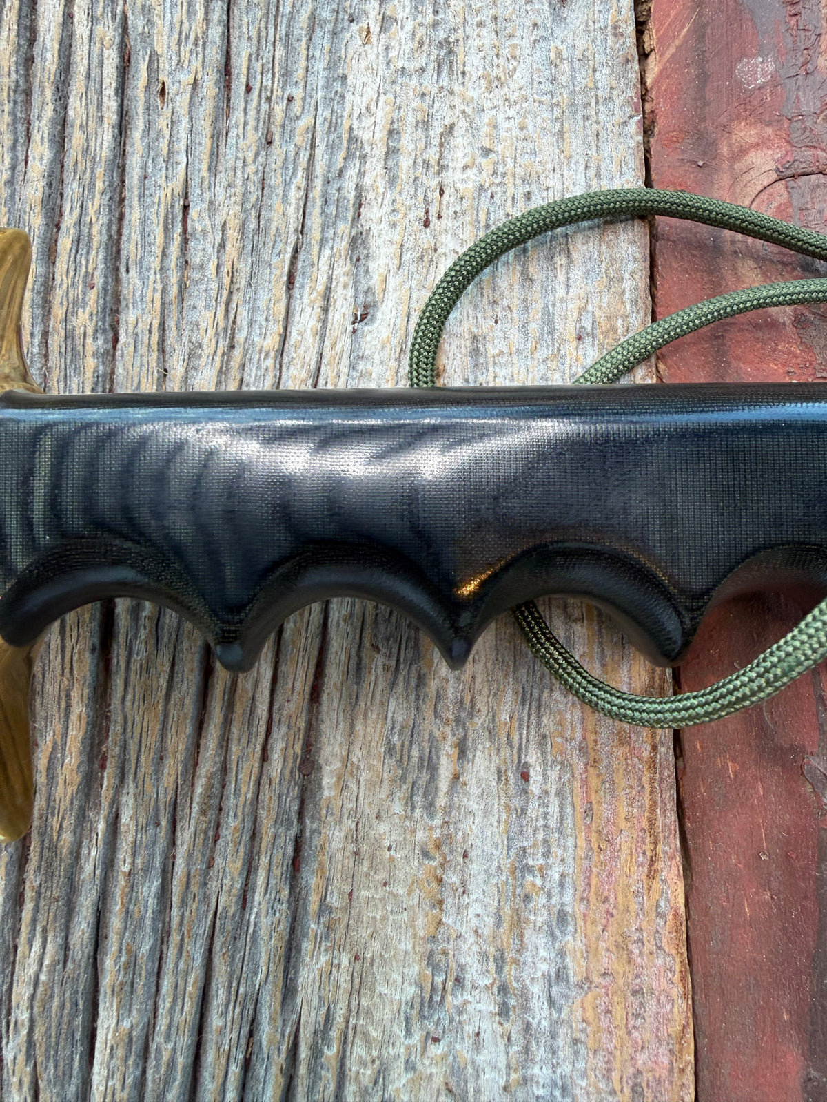 New in paper Randall Model 16 SP#1 Special fighter with a Black Micarta handle. SS blade, brass hilt. Lanyard. Brown leather sheath.