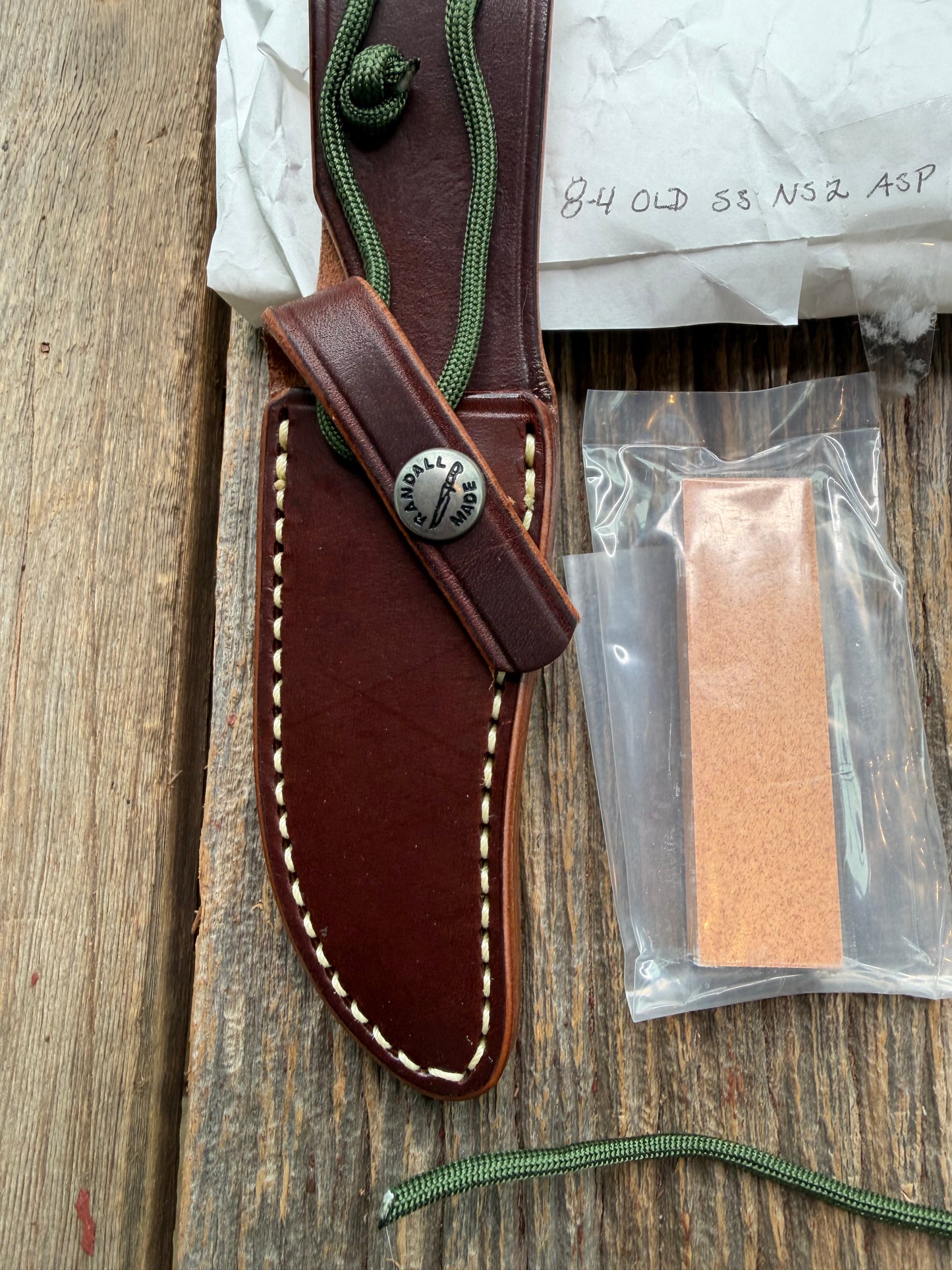 New in Paper Randall Knife Model #8-4 Old Style Trout And Bird Stag Handle, Stainless steel, Lanyard.