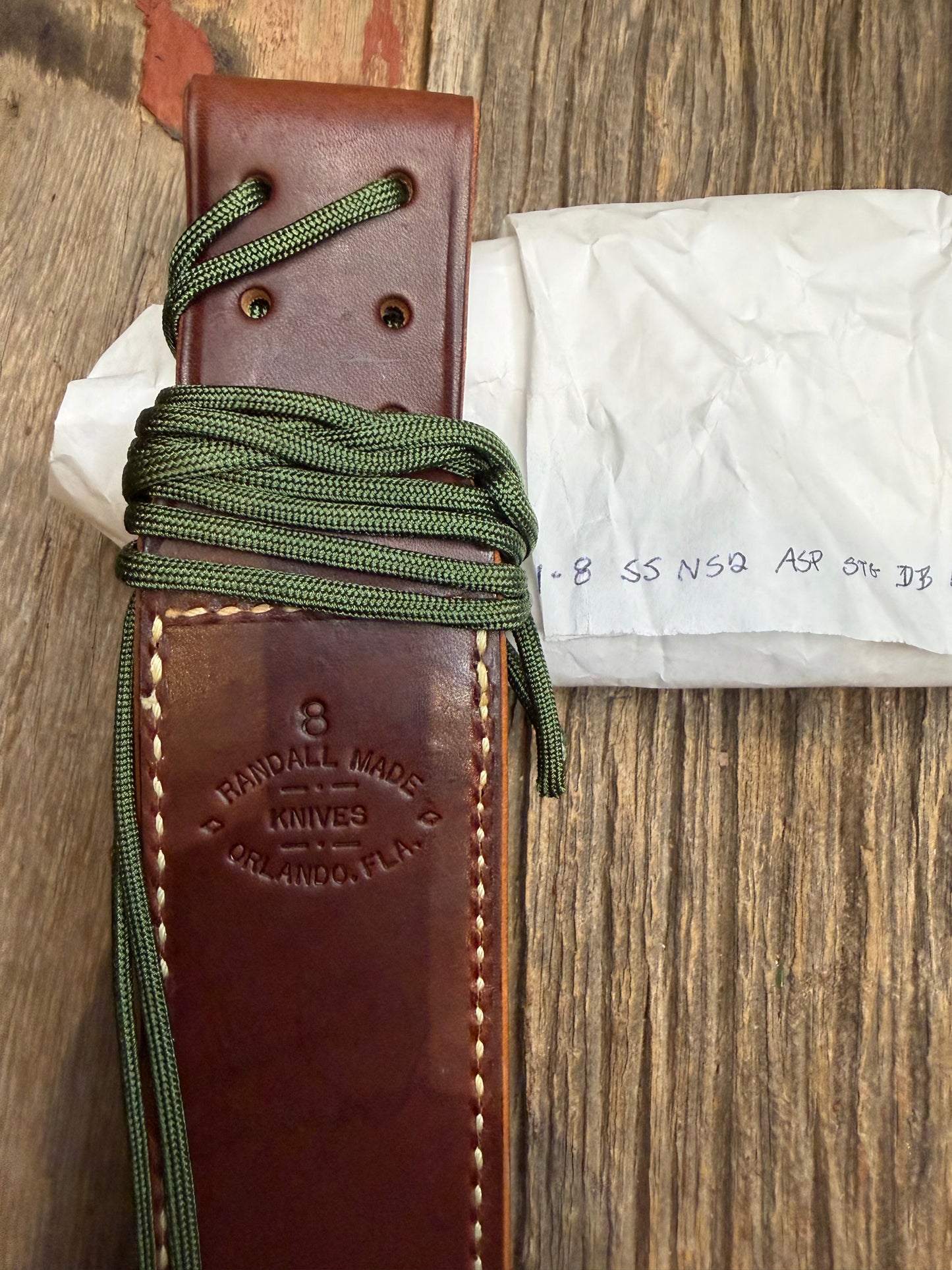 New in Paper Randall Made Knife Model 1-8 Stag , Stainless, Black and Aluminum  spacers, Nickel Hilt.