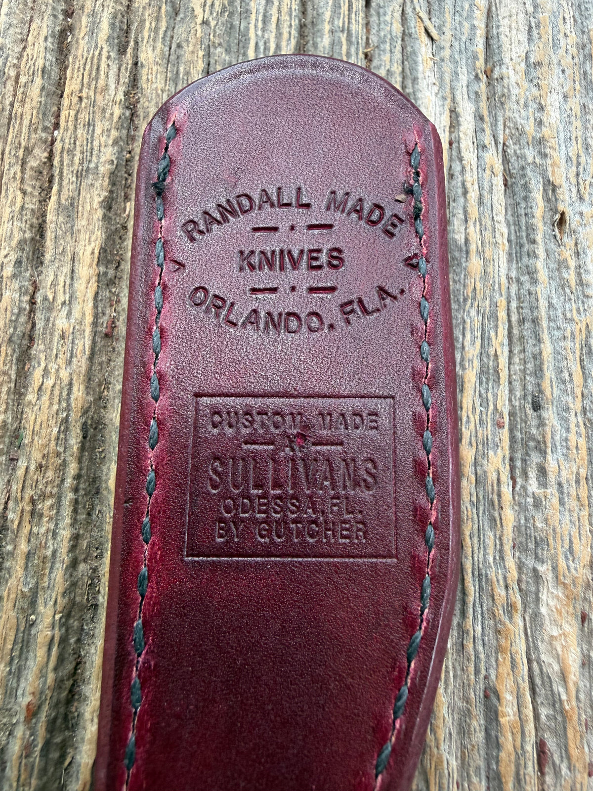 Rare Randall Sullivans by Gutcher Knife Sheath for a Model Tailor. Beautiful  Ox Blood Red Leather. Randall Stamp on the back.