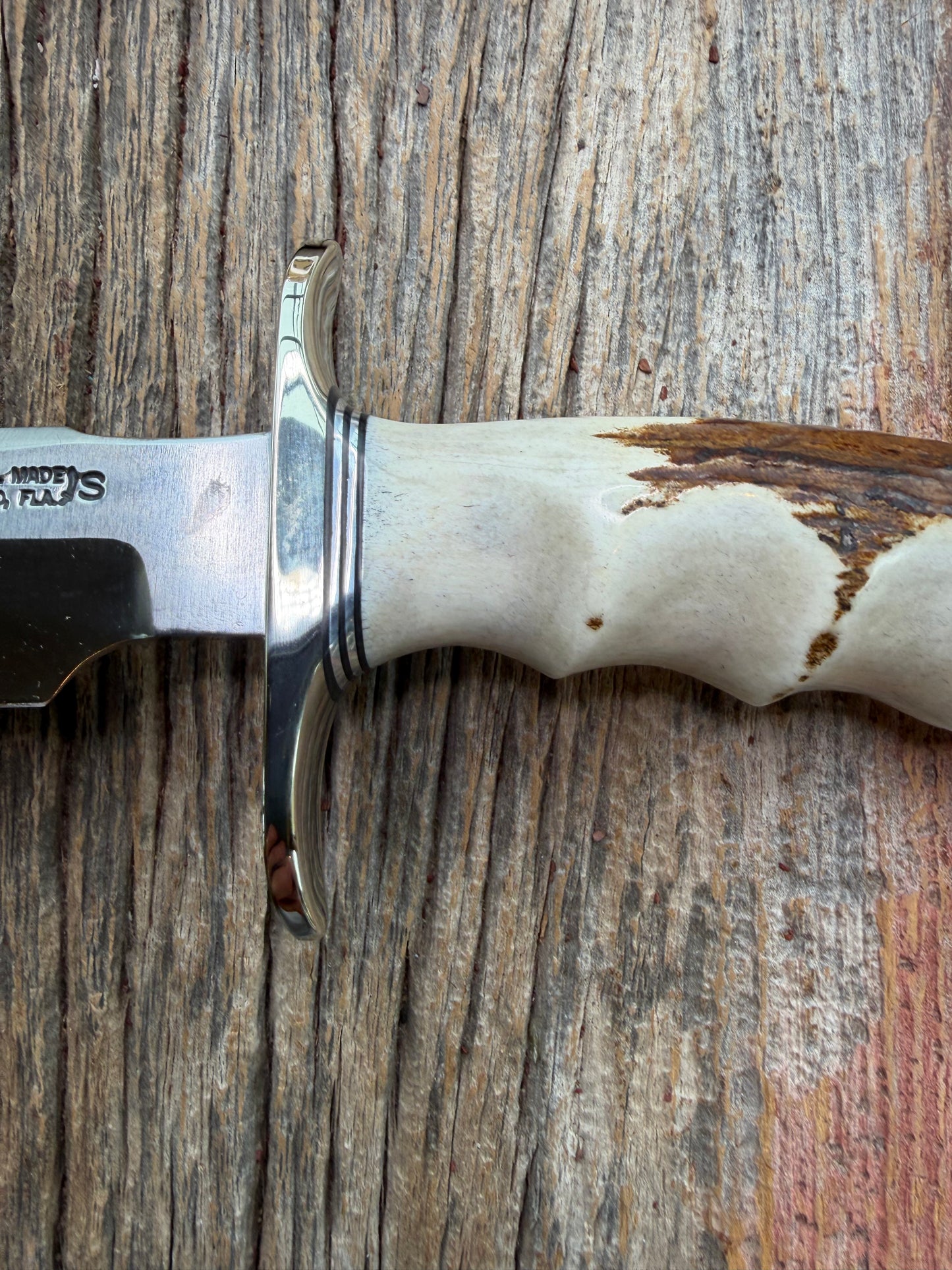 New in Paper Randall Made Knife Model 1-7 Stag with finger grooves handle, Stainless, Nickel silver Hilt, black and aluminum spacers, loaded!!