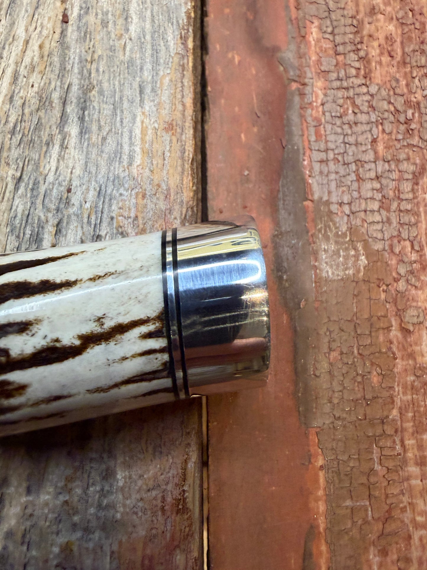 New in Paper Randall Made Knife Model 1-8 Stag , Stainless, Black and Aluminum  spacers, Nickel Hilt.