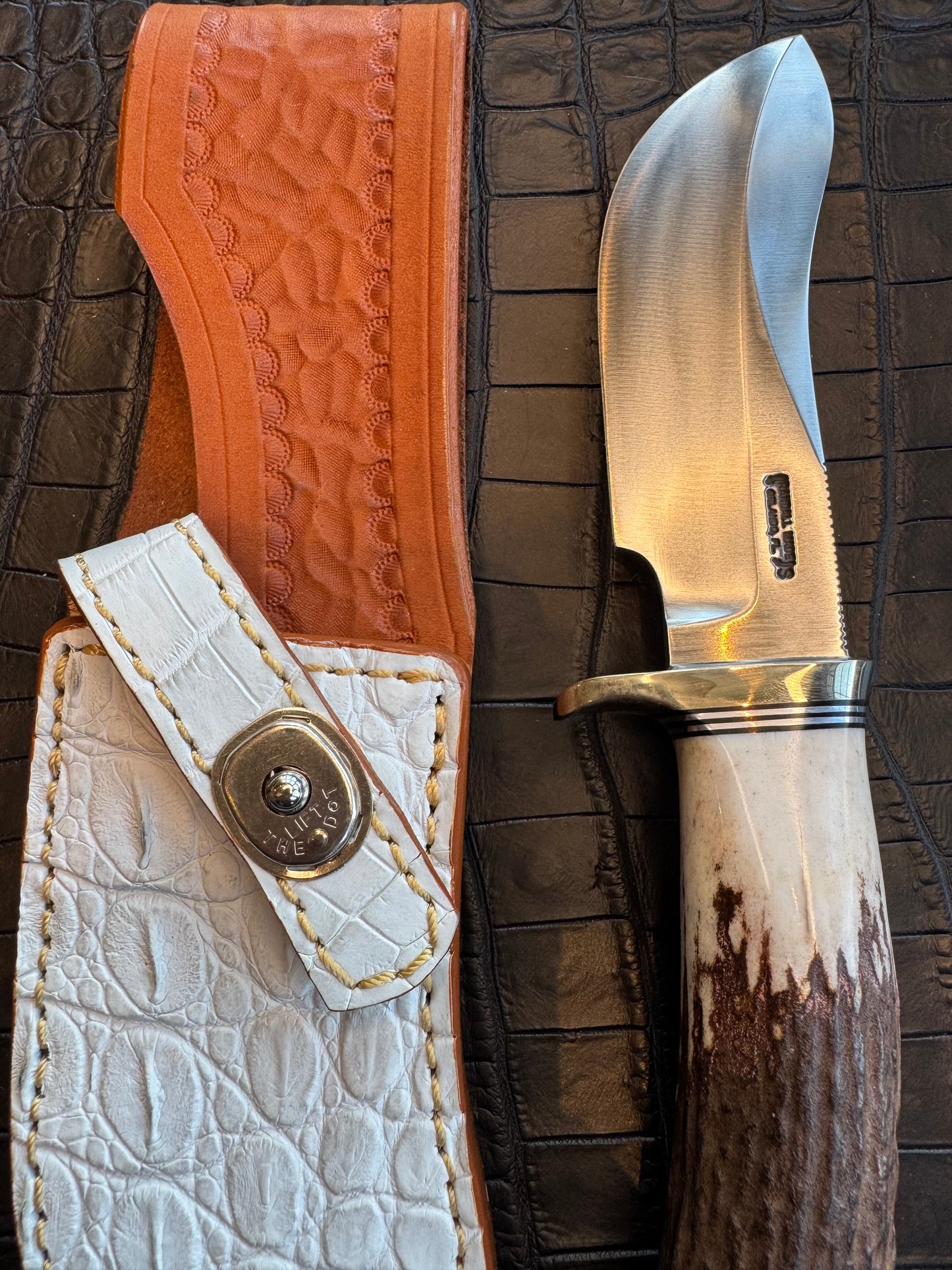 Randall Model Bowles Special Sheath in Exotic White Crocodile Skin from Treeman. Sheath only