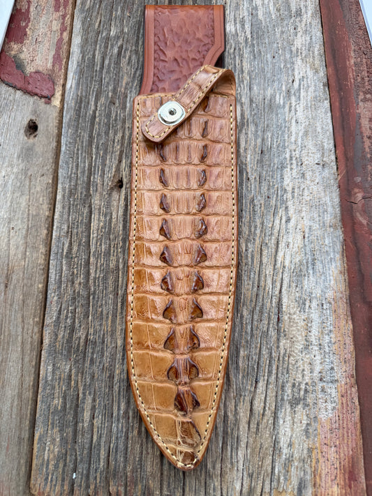 Randall Model 12-11 Large Sasquatch (Tail) Sheath in Exotic Tan Hornback Crocodile by Treeman.