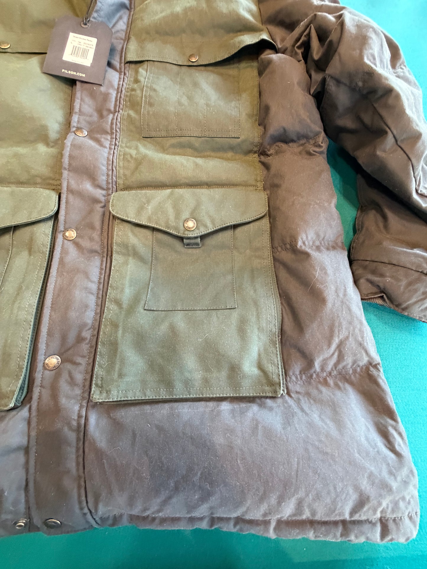 Filson Down Cruiser Parka Otter Green Large 650 Down Sold Out Mens New with Tags