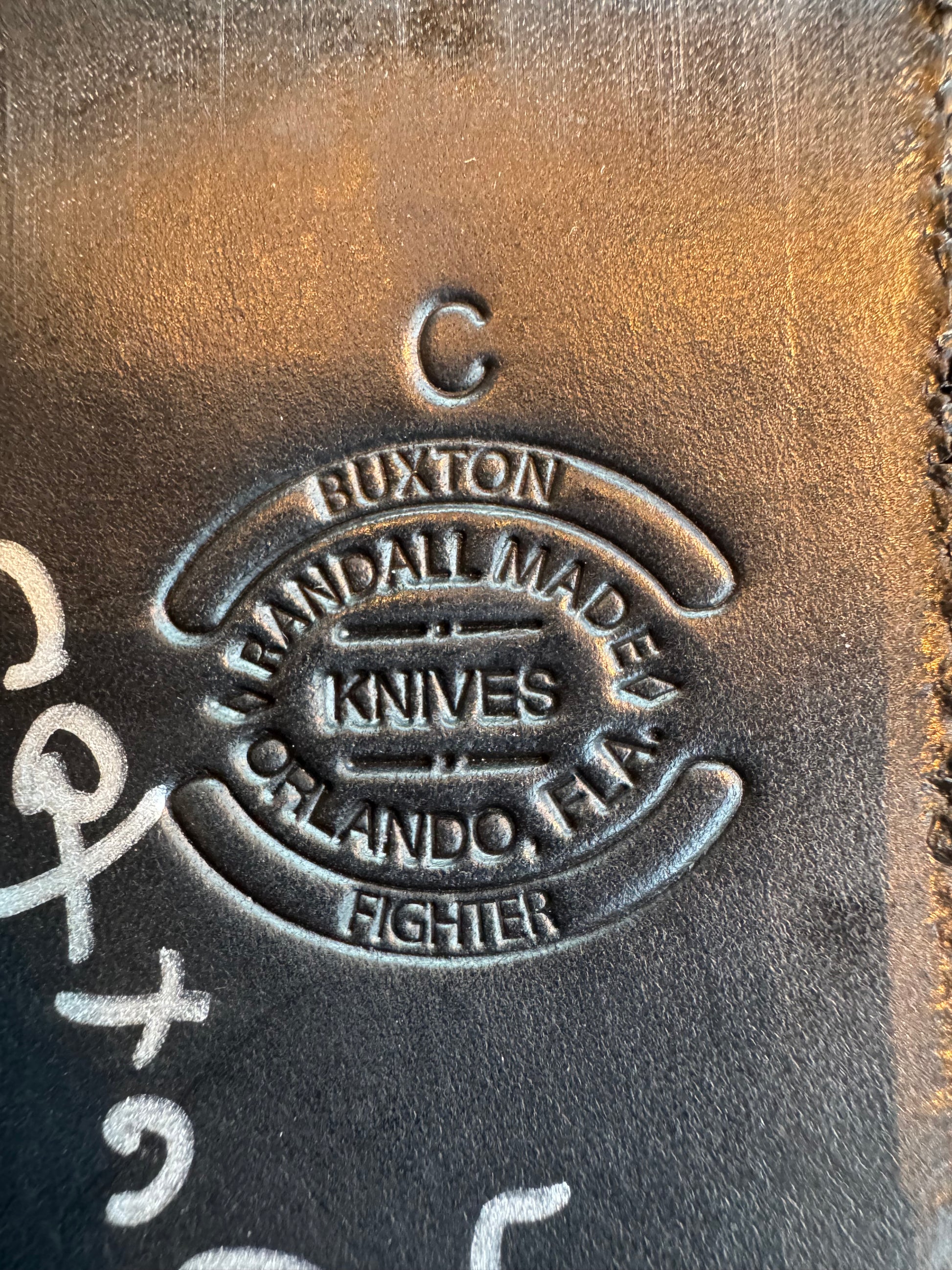 Very nice Randall Knife Buxton Fighter Black Micarta BF # 1097 Stainless Blade plus Elephant Treeman