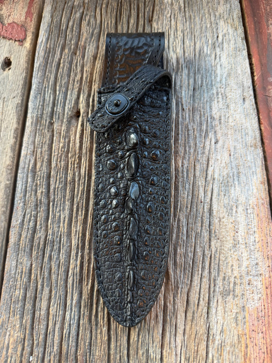 Randall Model Dealer Clinton Special in Exotic Black Snapping Turtle Horned/Dragon Tail Sheath from Treeman. New version with a Black Canteen Snap. My only one.