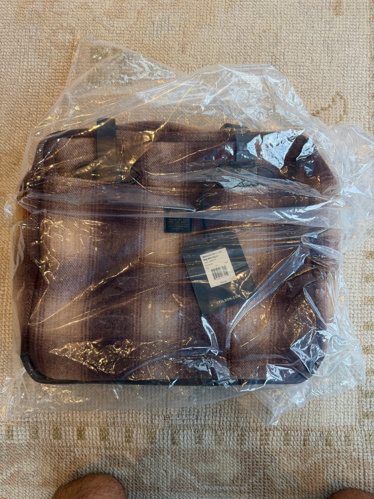 Rare NWT Filson Mackinaw Wool Tote Bag With Zipper 20286169 USA Leather Brown Tan Ombre