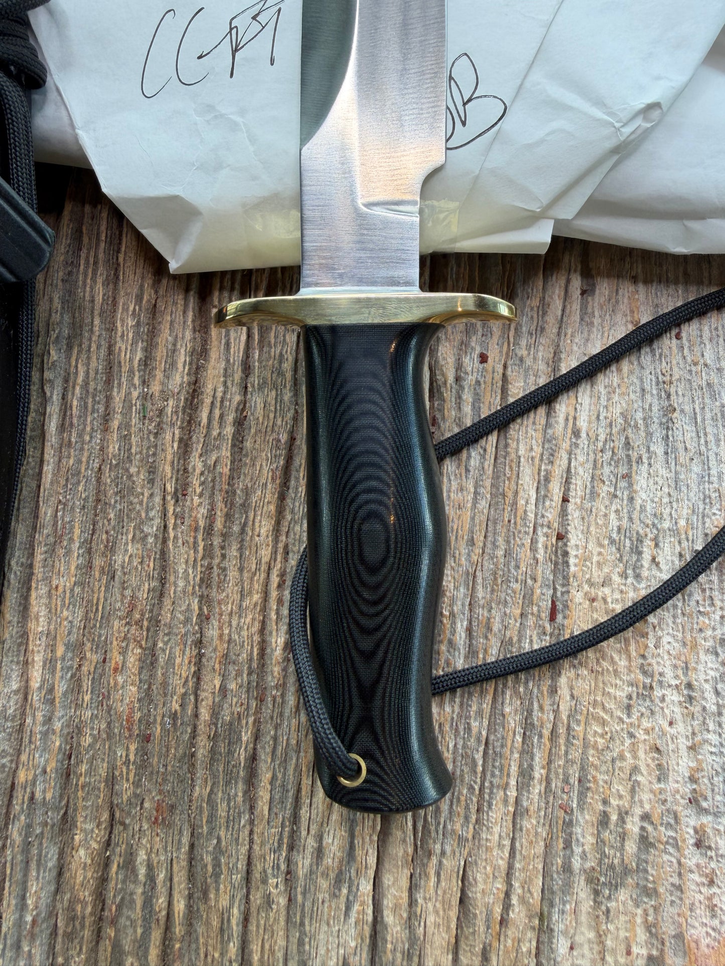 New in Paper Randall Knife Model Combat Companion Black Micarta Handle Stainless Steel, Brass Hilt, Lanyard,